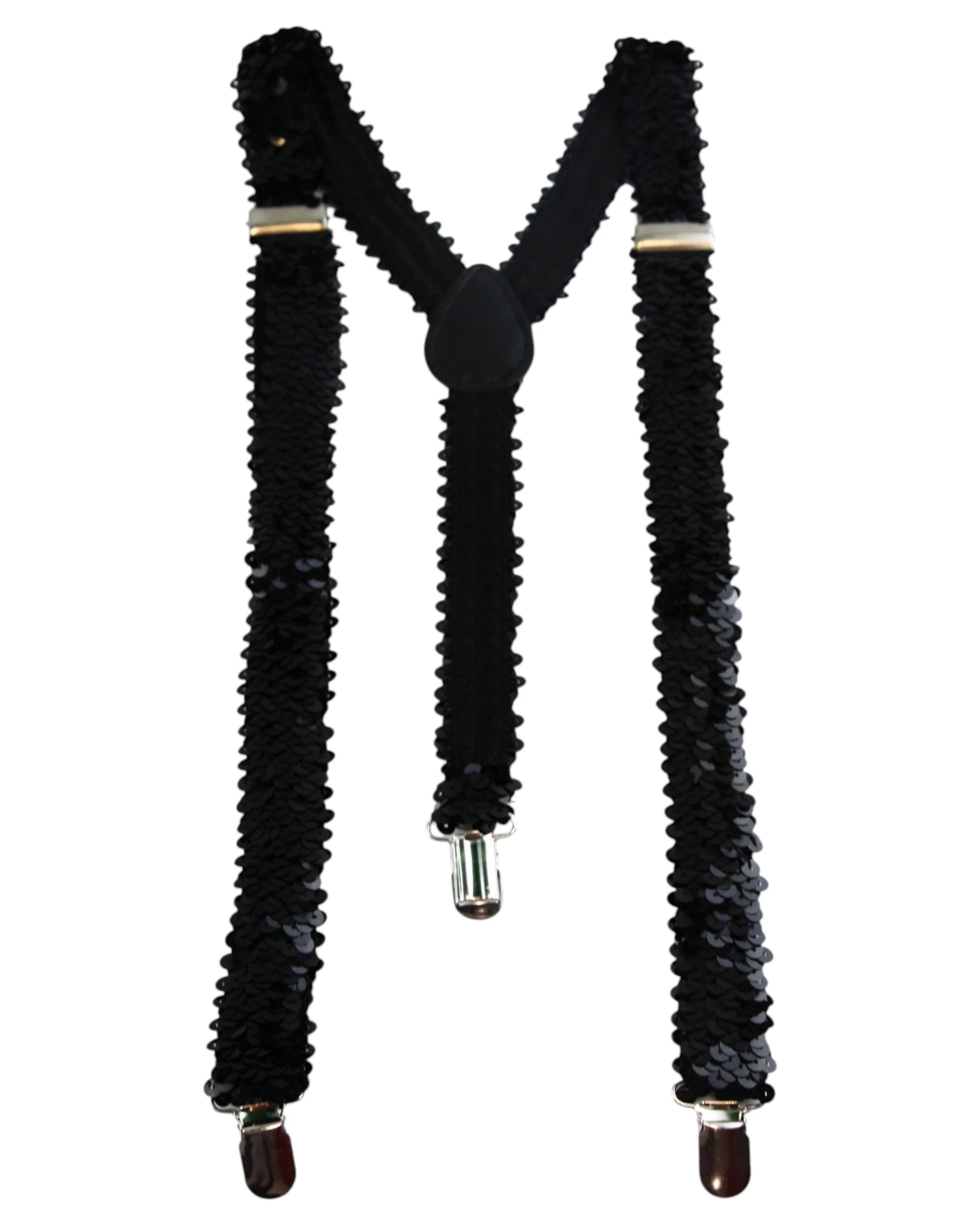 1 Zasel Unisex Adjustable 100cm Sequin Suspenders - Black - Black, 1 of 3