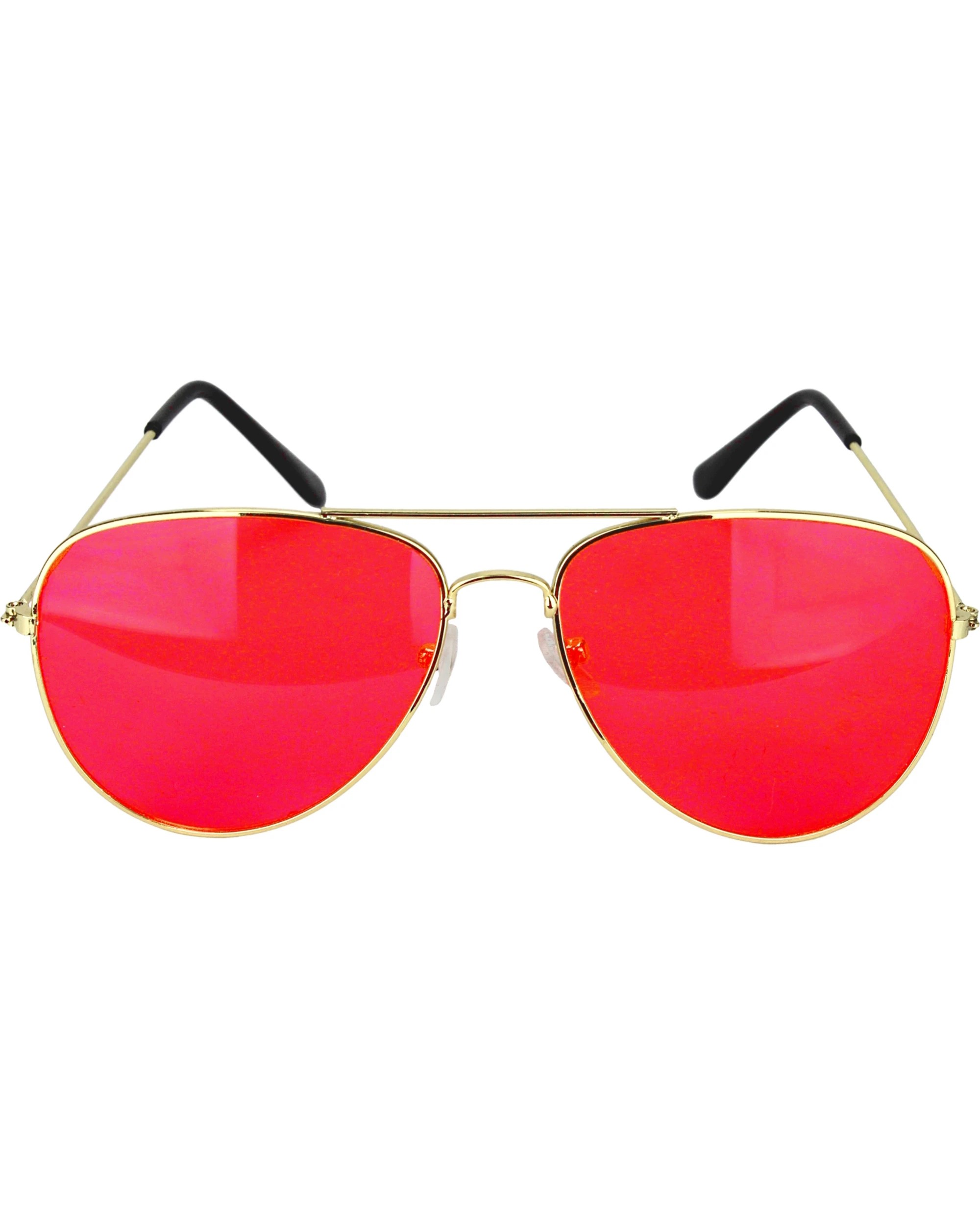 1 Partyrama Colou Lens Aviator Glasses - One Size - Red, 1 of 2