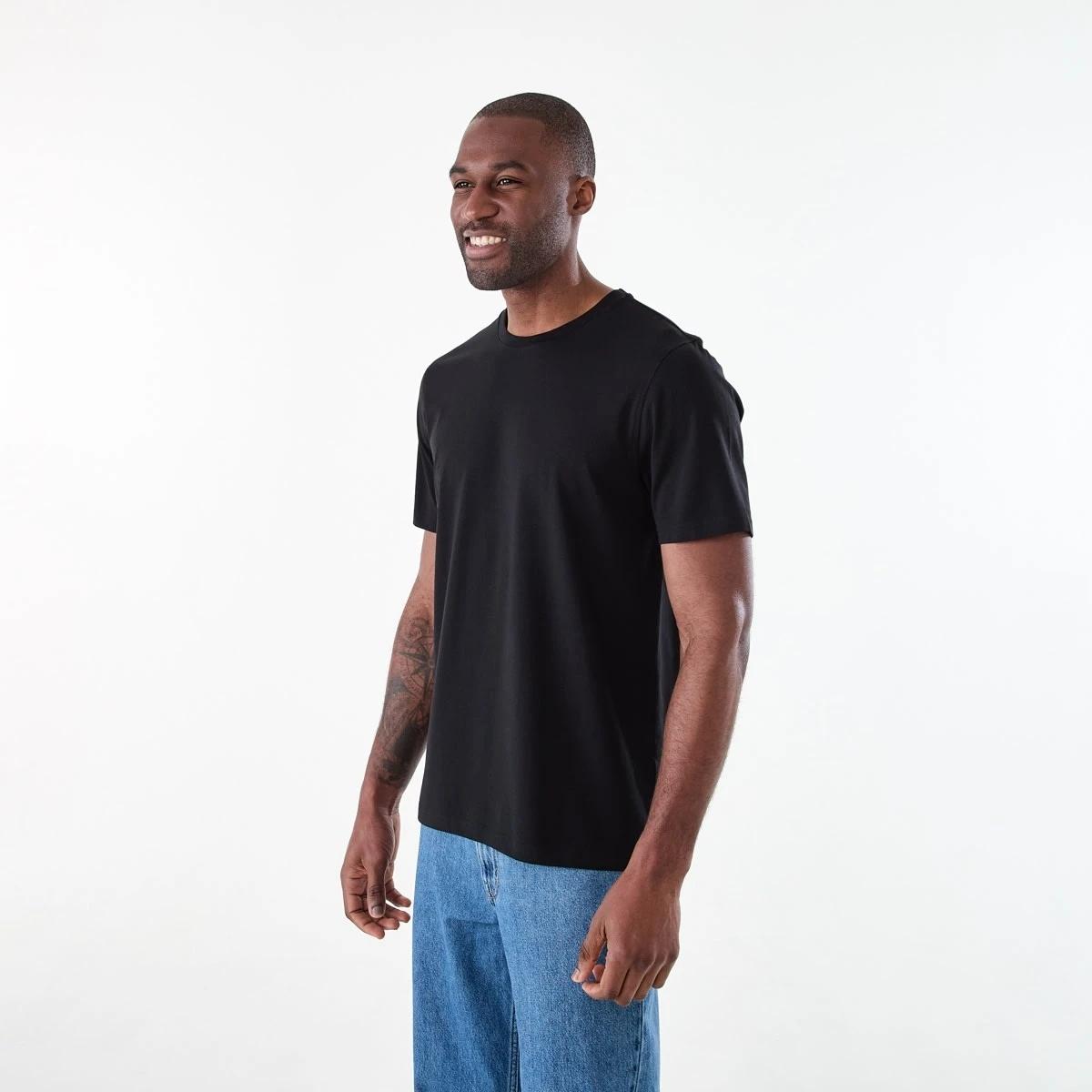 2 Short Sleeve Cotton Elastane Top BLACK, 2 of 6