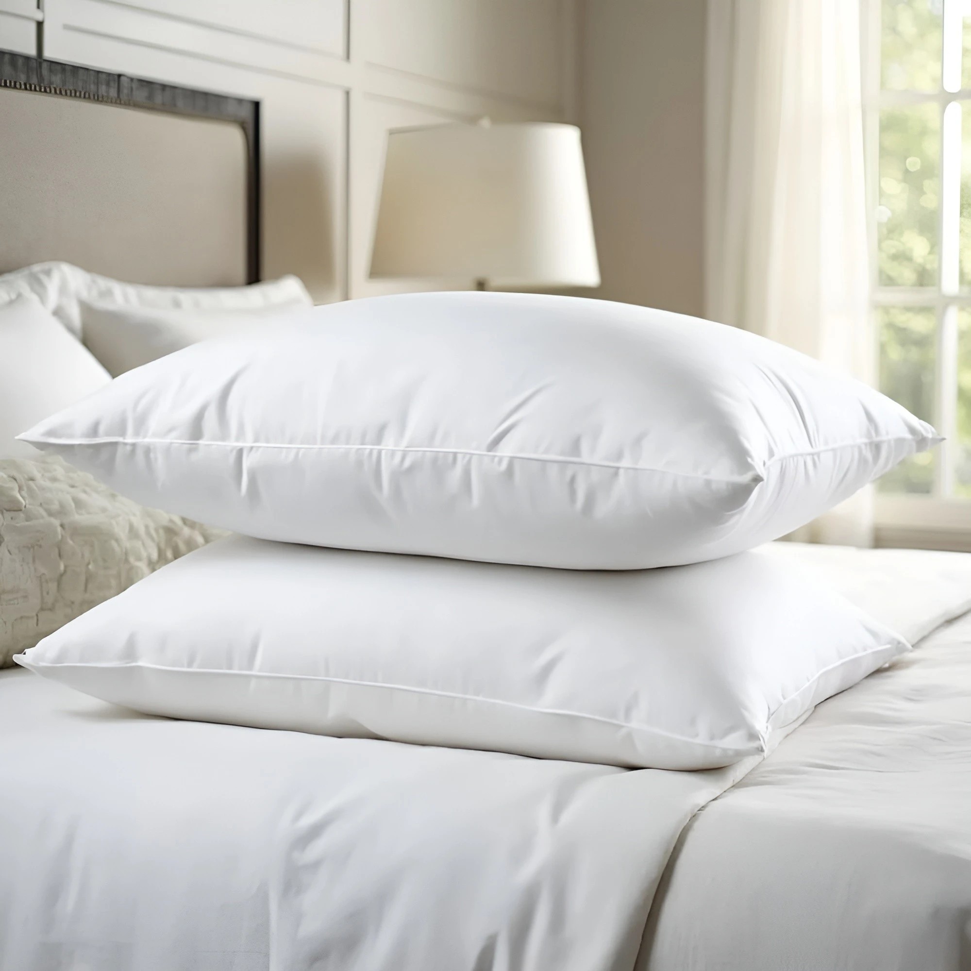 7 Royal Comfort Duck Feather Down Pillows 50 x 75cm Set Hotel Quality 4 Pack - White, 7 of 9