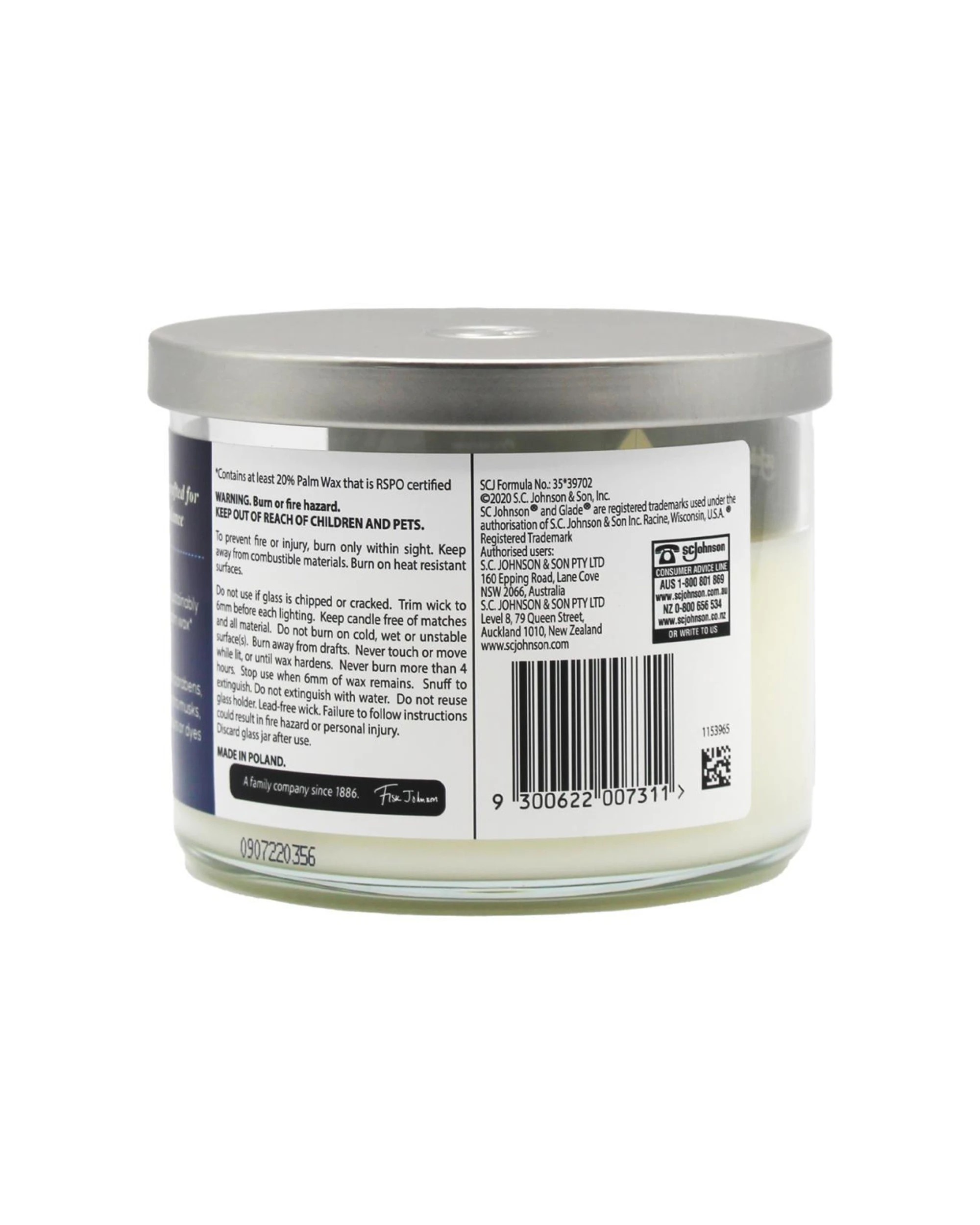 3 Glade 4PK Aromatherapy Peaceful Mind Candle Bergamot Lemongrass Scented - Blue, 3 of 3