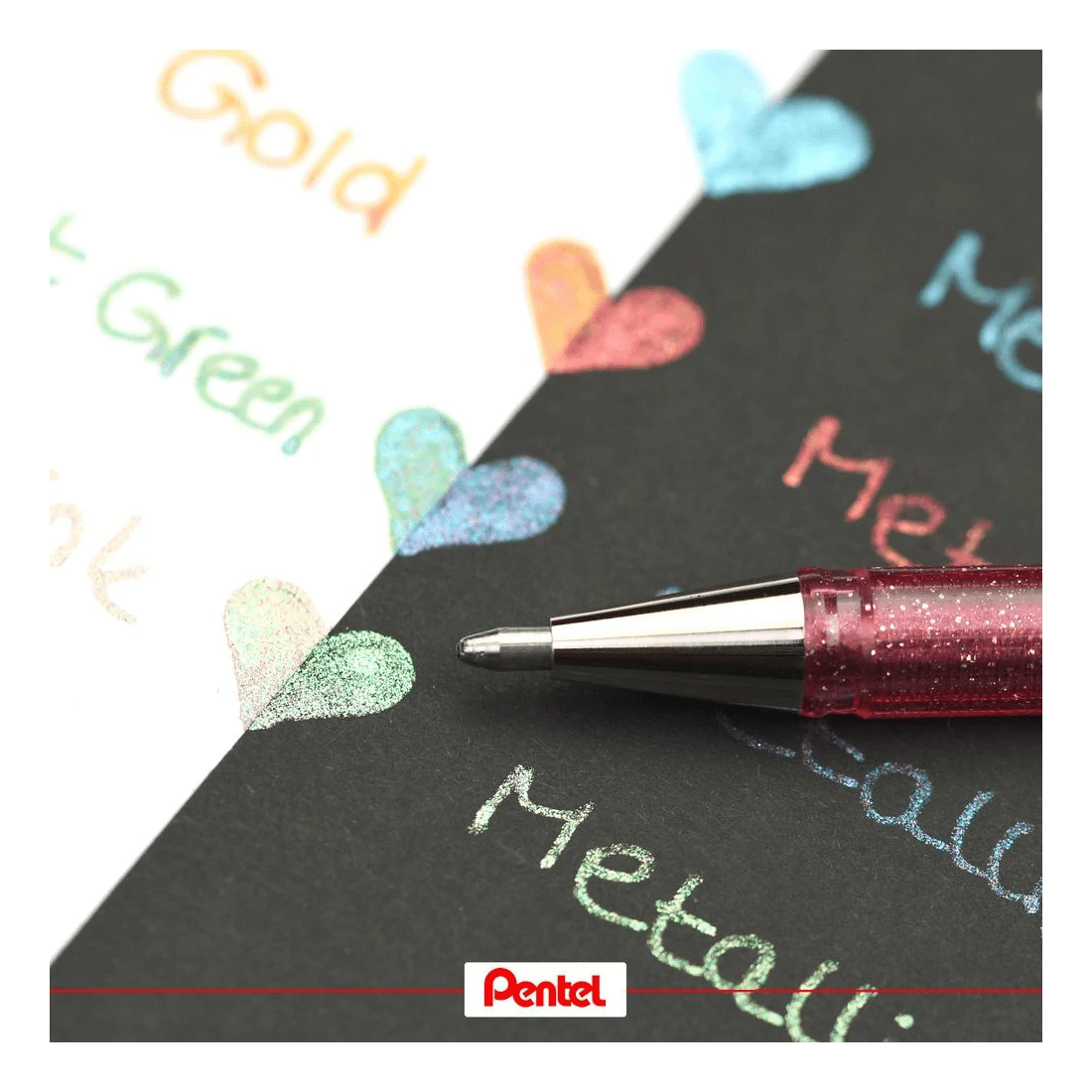 6 Pentel Hybrid Dual Metallic K110 Gel Pen Pink, 6 of 8