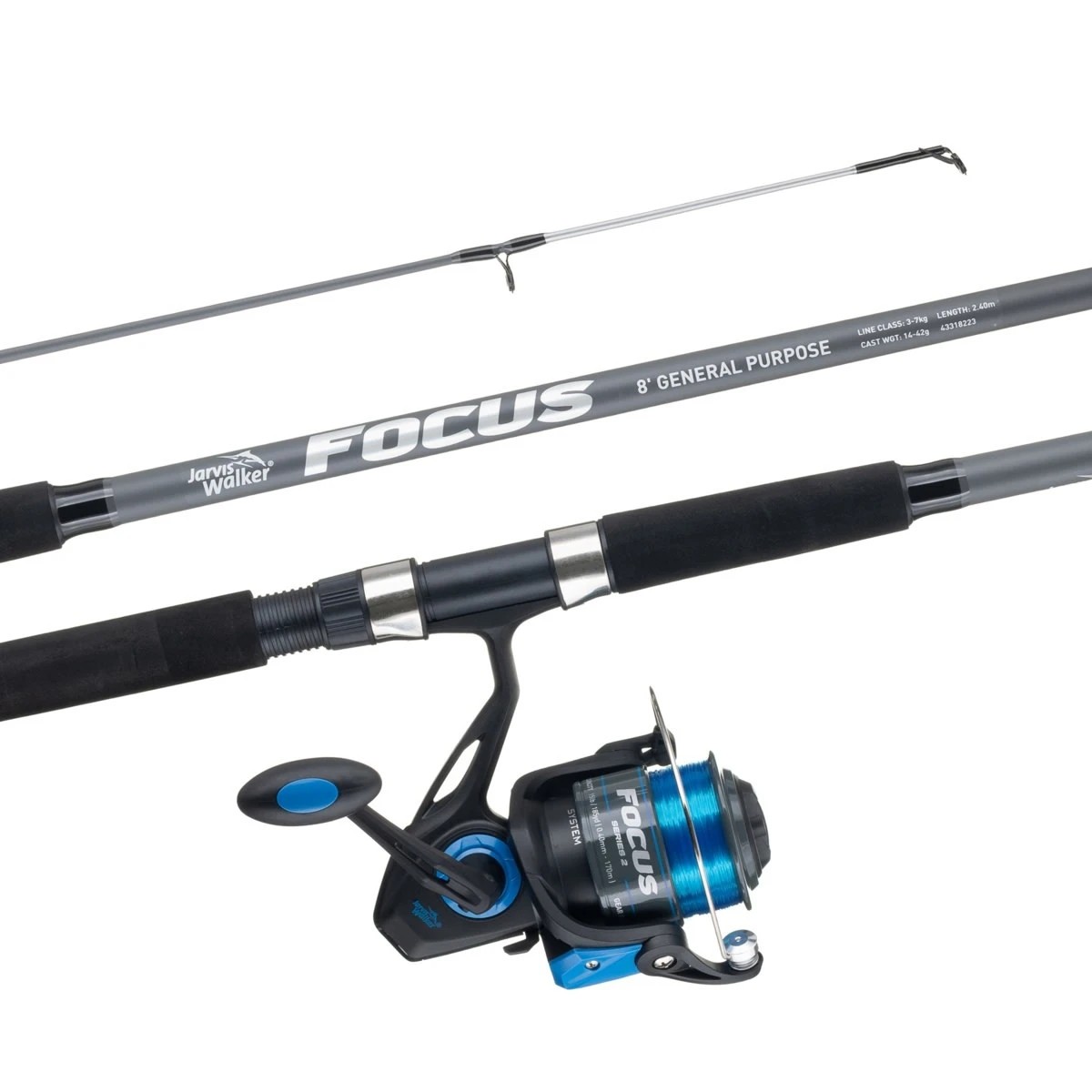 1 Jarvis Walker Focus Series 2 General Purpose Combo - 8ft., Black and Blue, 1 of 8