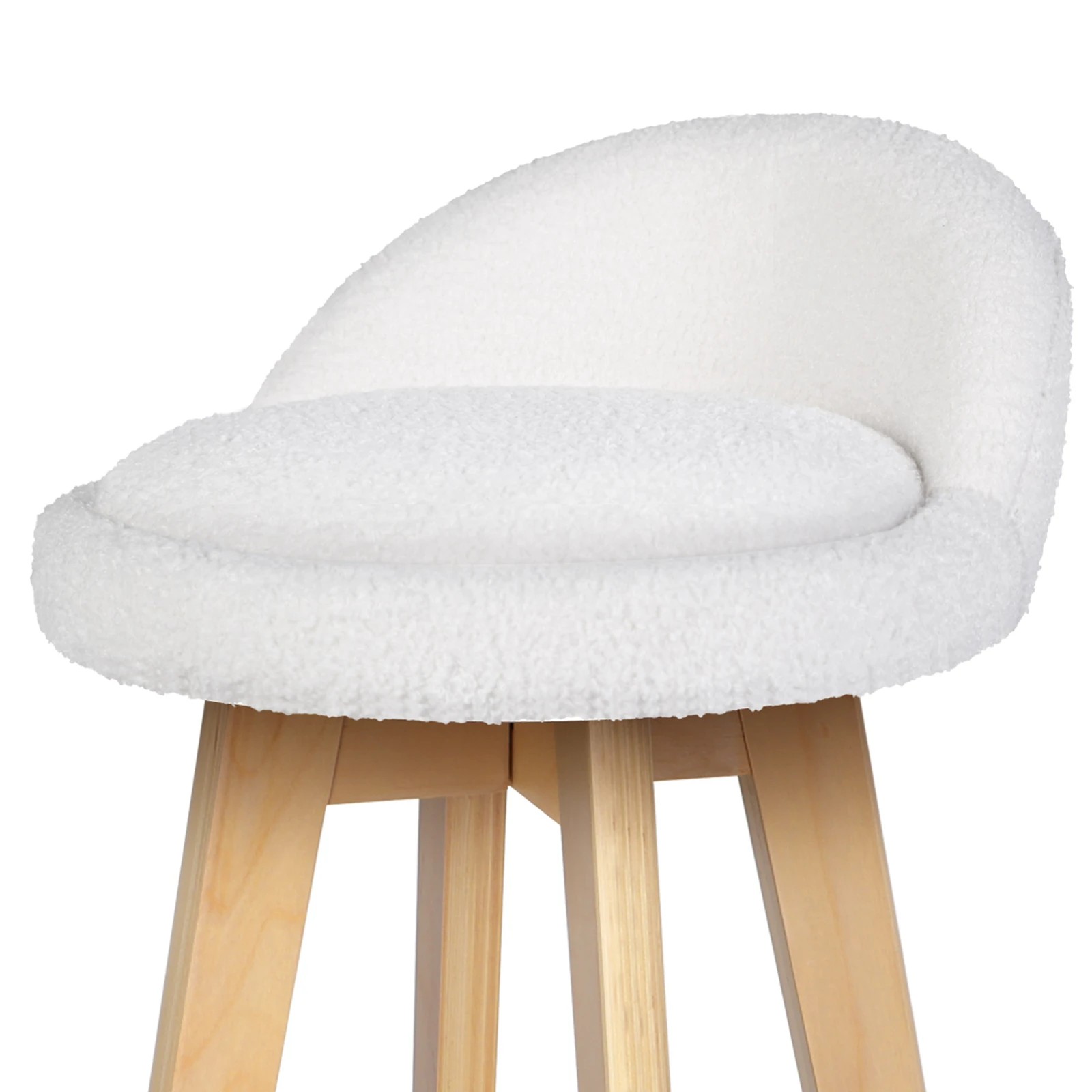 4 Alfordson 2x Kitchen Bar Stools Liam Wooden Swivel Chairs Boucle - White, 4 of 10