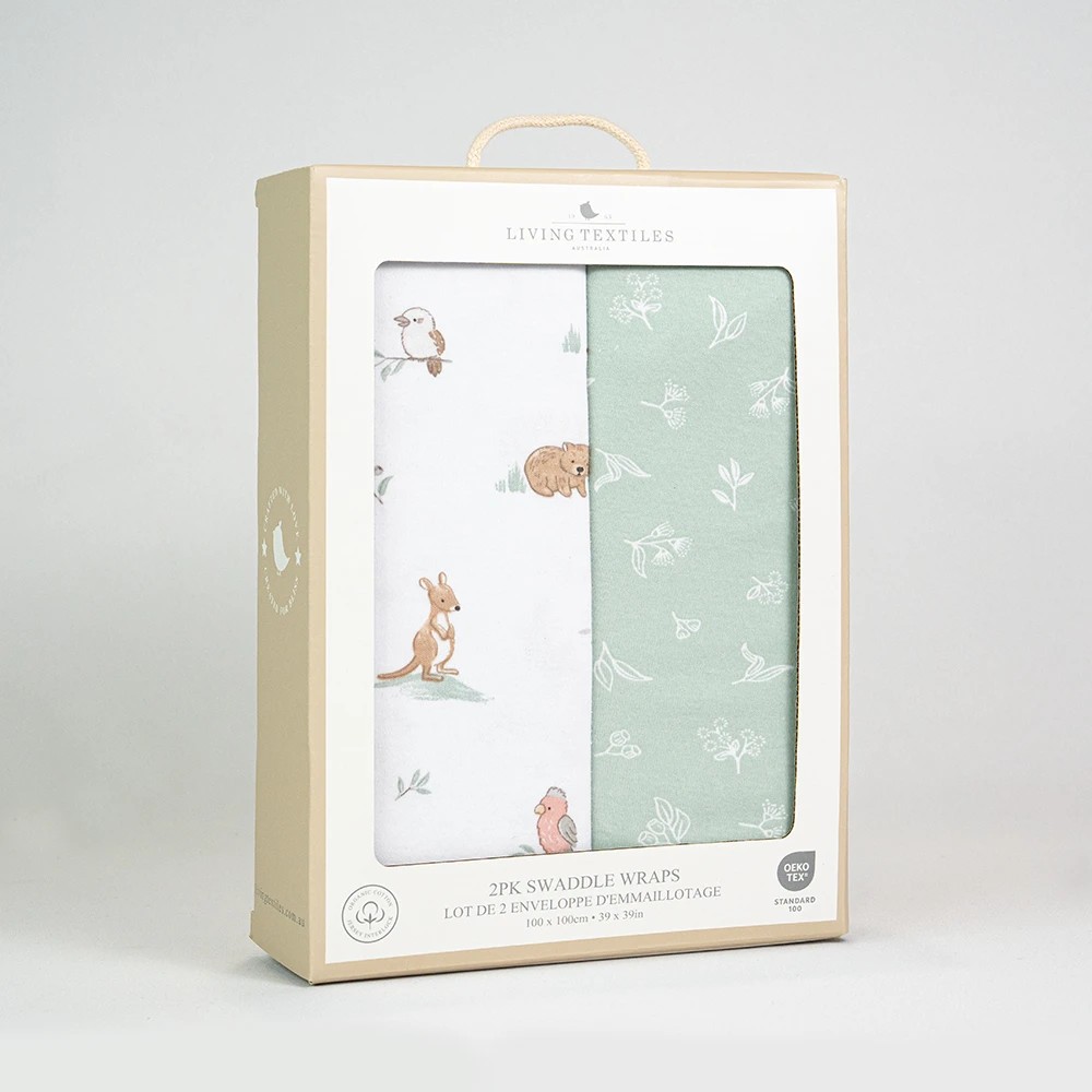 5 Living Textiles Australiana Muslin Baby Swaddle Wraps 2 Pack – Assorted, 5 of 5