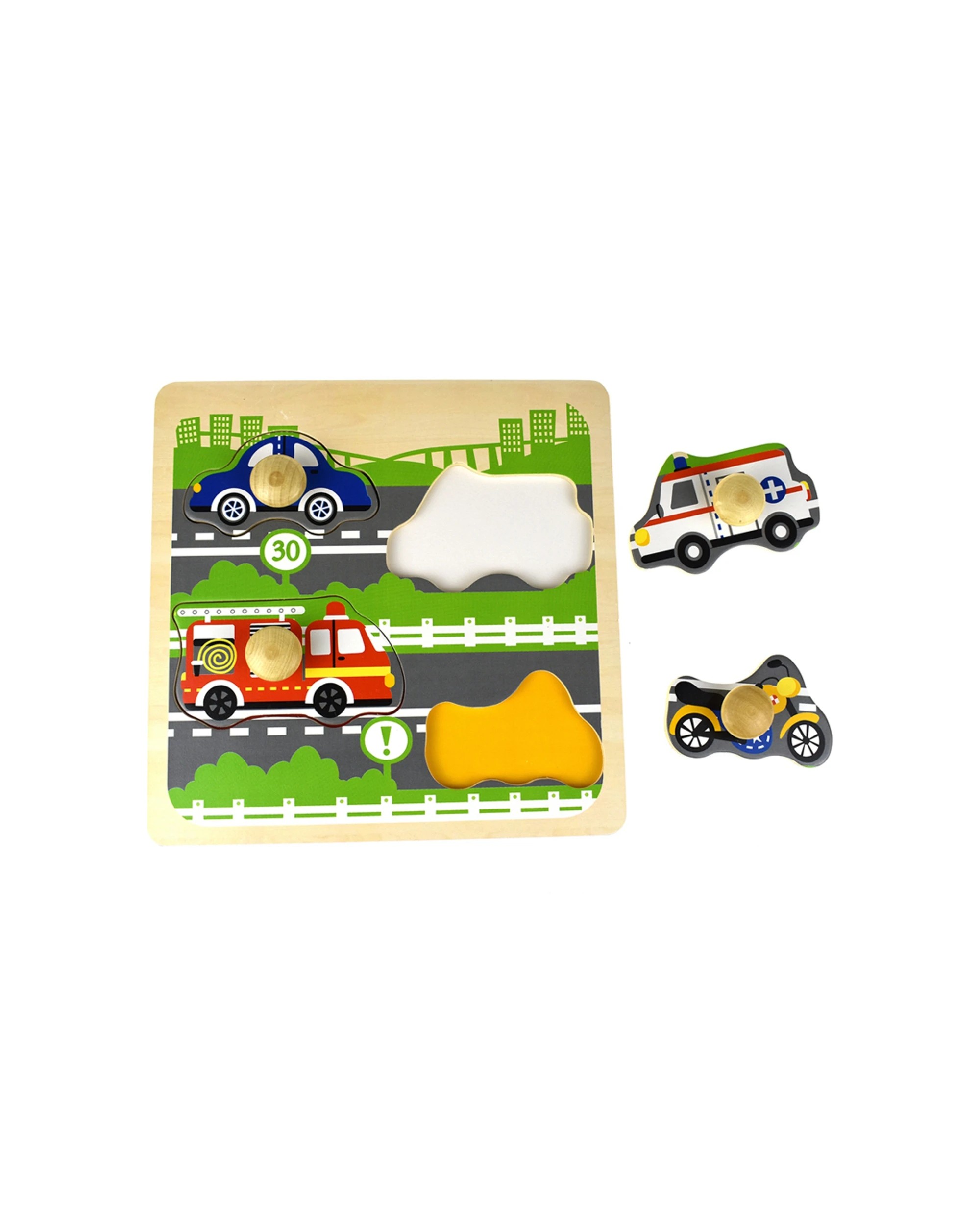 2 Kaper Kidz Traffic Large Peg Kids Wooden Puzzle Set - Multi, 2 of 5