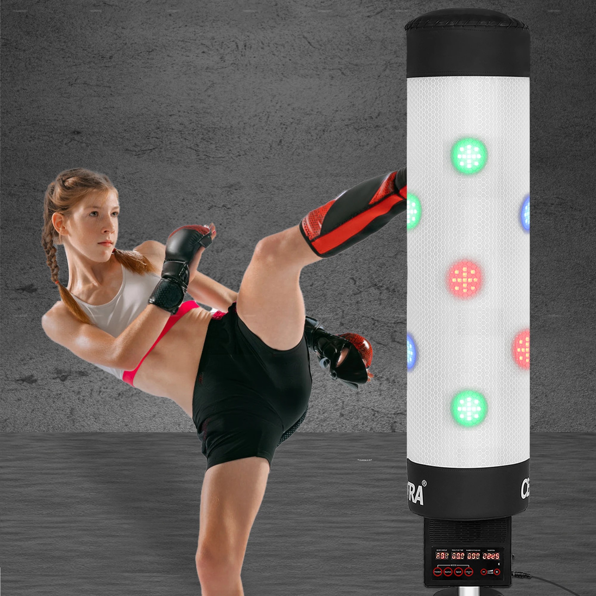 7 Centra Punching Boxing Bag Stand Electronic Counter Music LED Kick Gym Training, 7 of 9