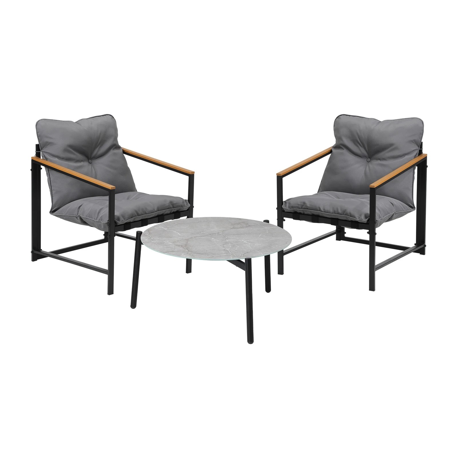 7 Livsip 3pc Outdoor Patio Furniture Set Bistro Set 70cm Round Marble Table
 - Multi, 7 of 10