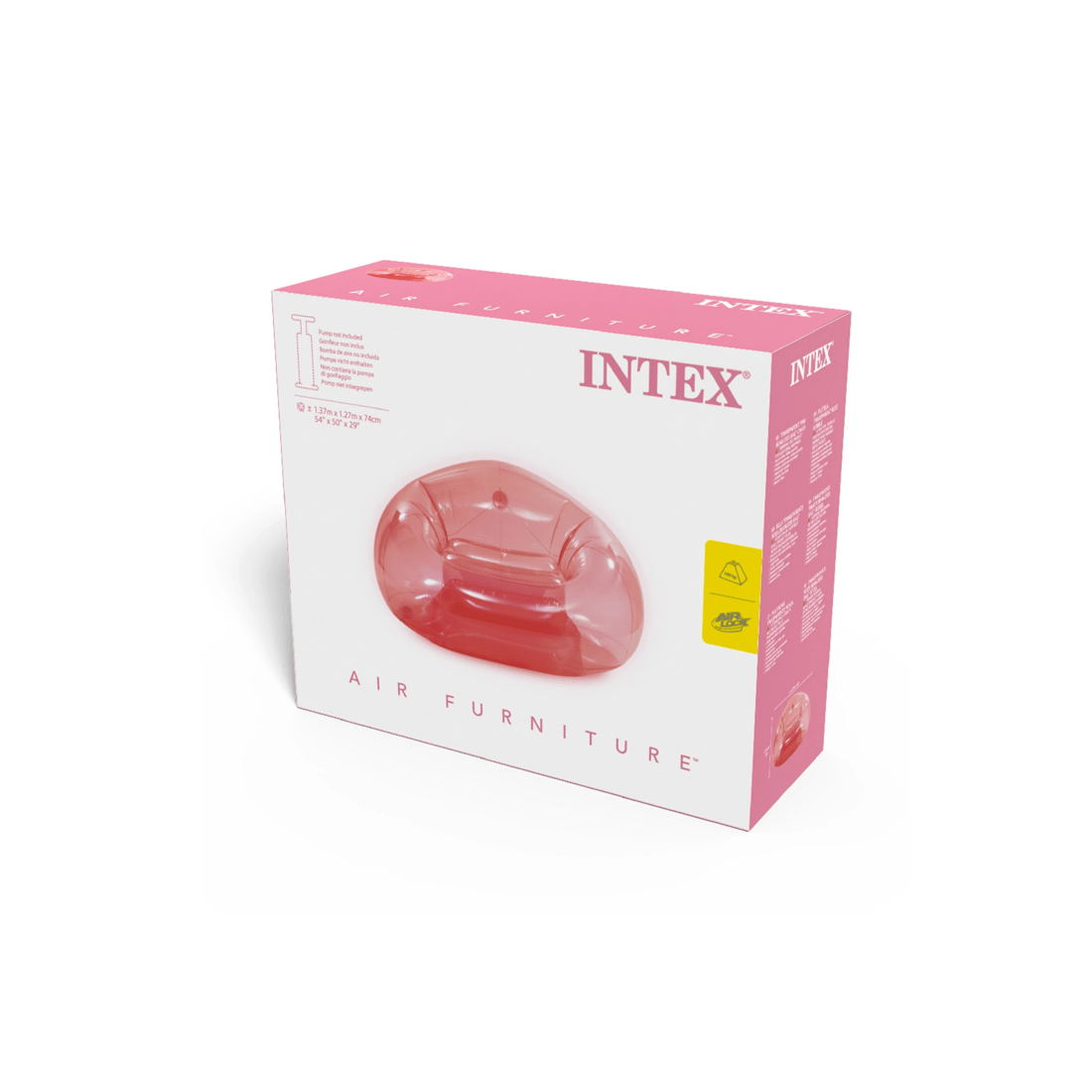 1 Intex Transparent Pink Beanless Bag Inflatable Lounge Chair 1.37x1.27m
 - Pink, 1 of 3
