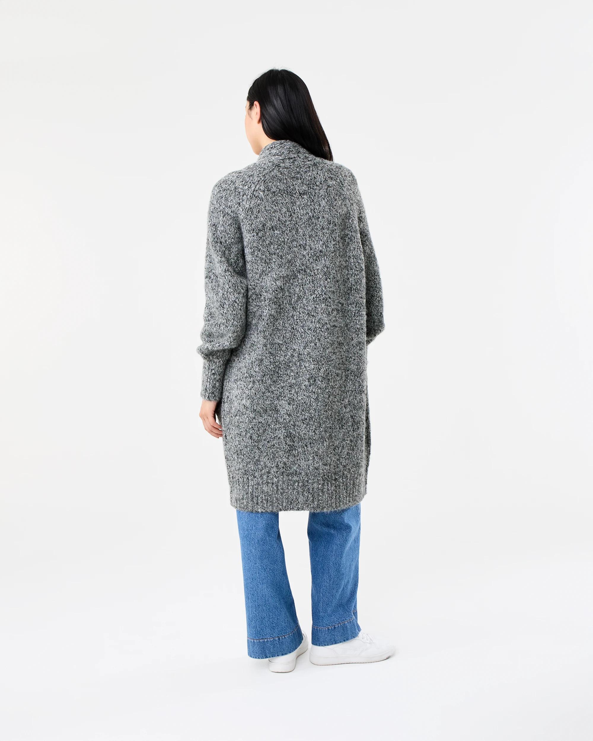 3 Balloon Sleeve Longline Cardigan Grey Marle, 3 of 8