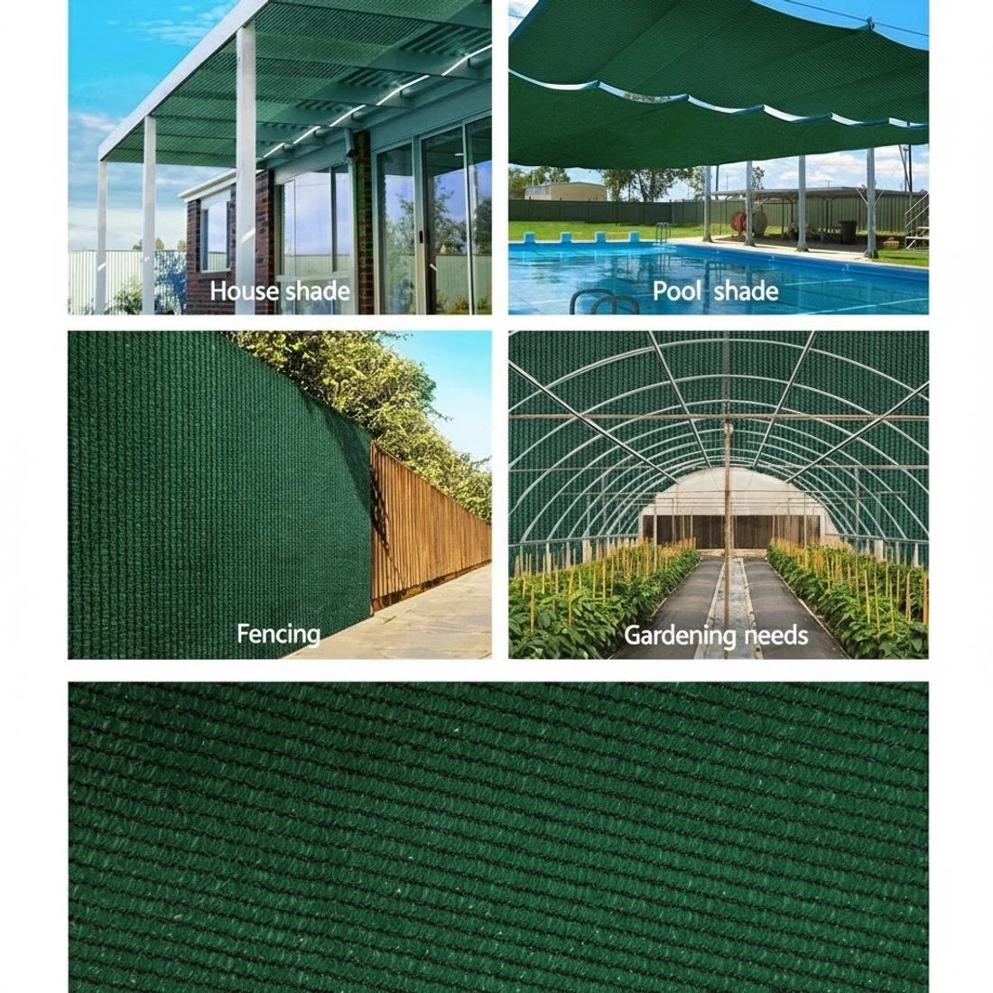 2 Instahut 50% Shade Cloth 3.66x10m Shadecloth Sail Heavy Duty - Green, 2 of 5