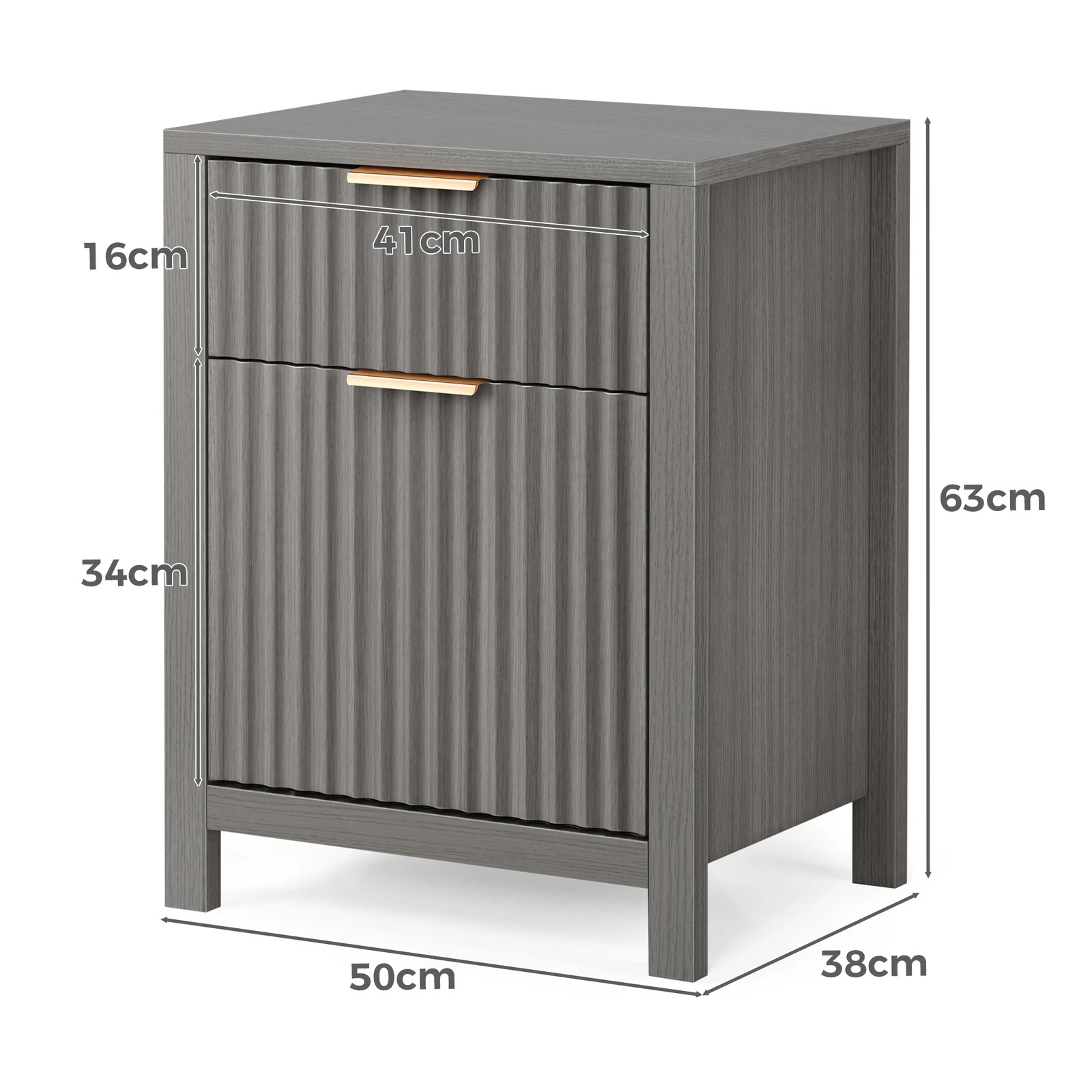 8 Alfordson Bedside Table Nightstand Side Storage 2 Drawers Cabinet - Grey, 8 of 10