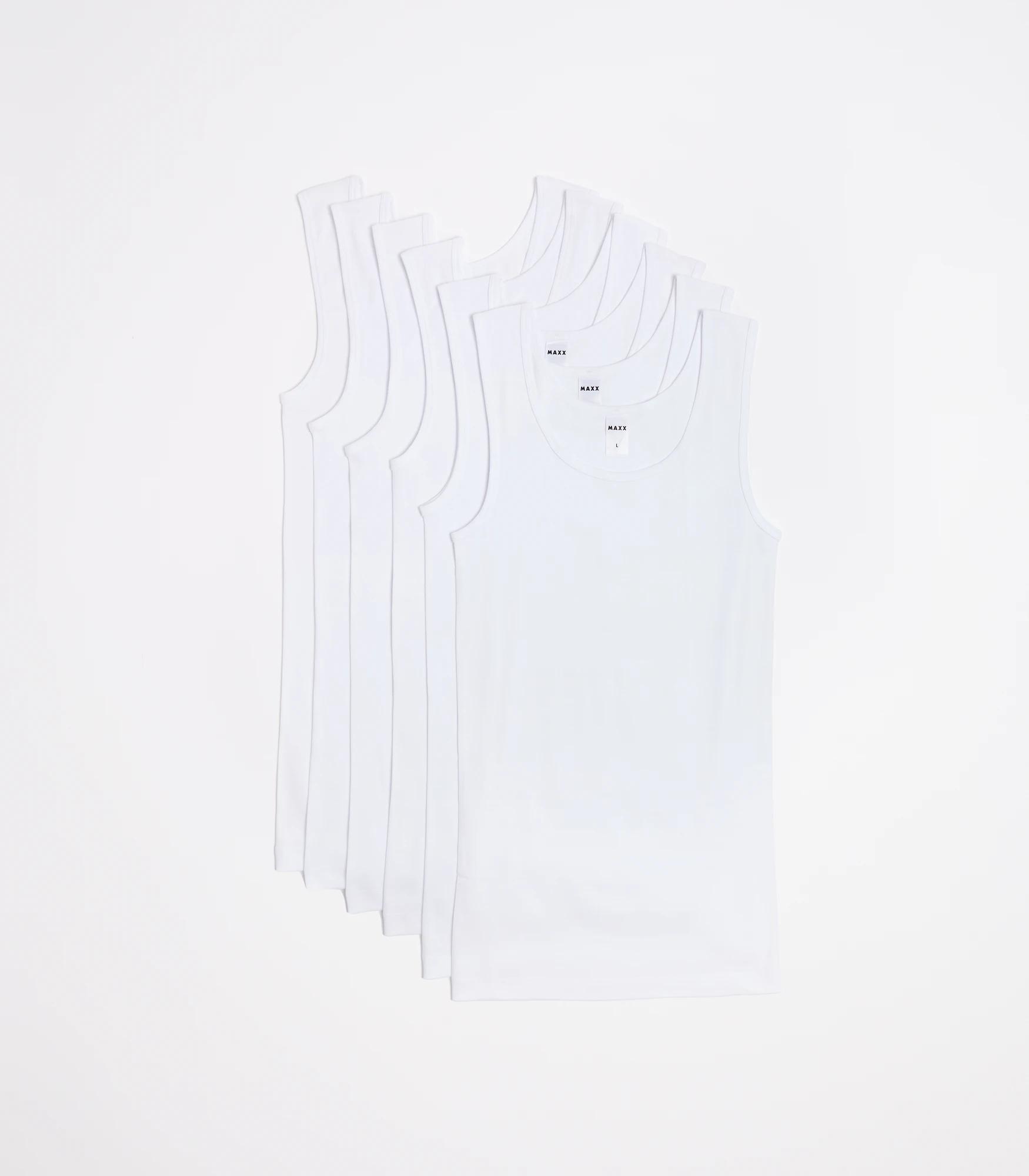1 Maxx 6 Pack Seamfree Singlets WHITE, 1 of 6