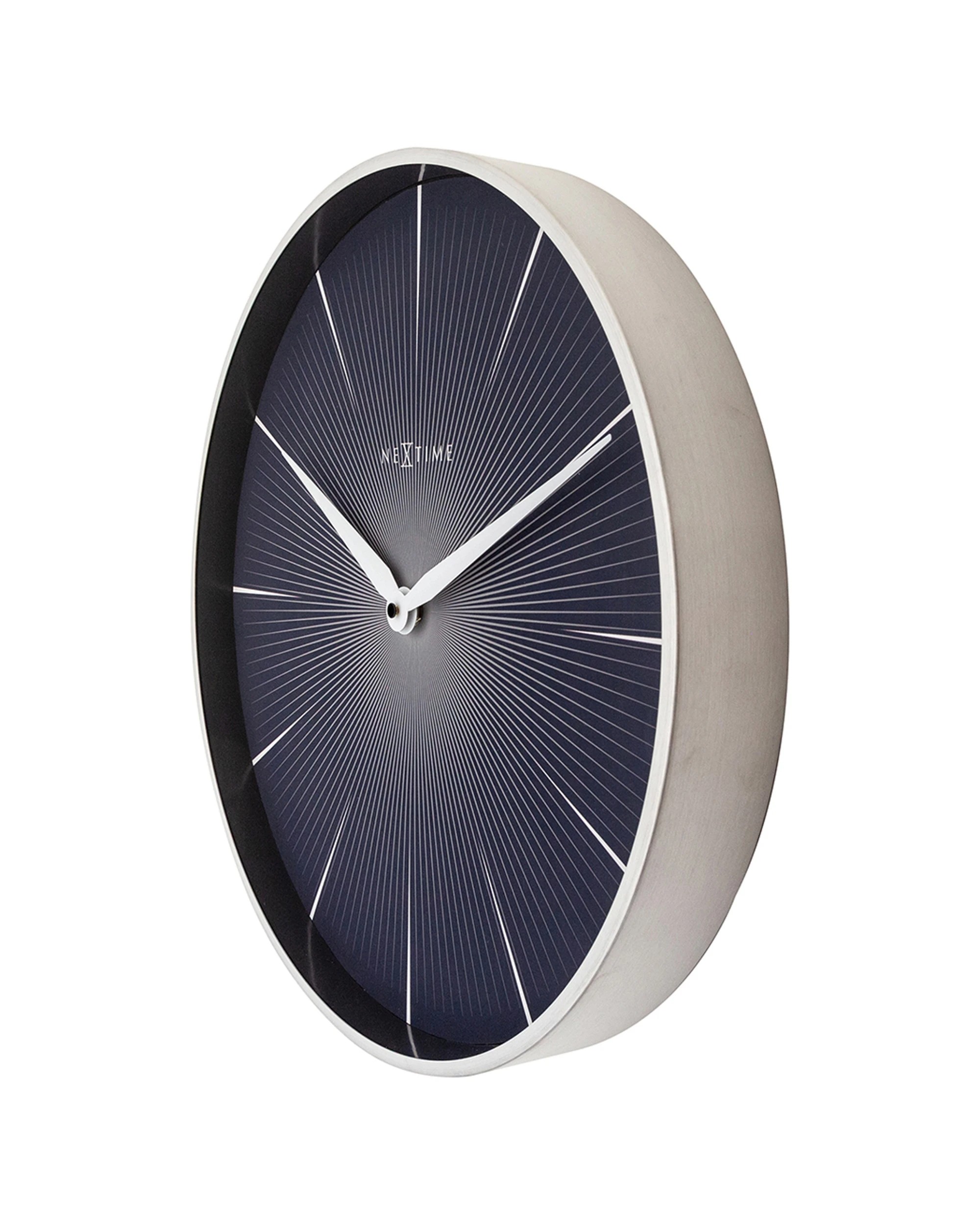 NEXTIME Wall Clock Silent Sweep Movement Aluminium Case Glass Lens 40cm ...