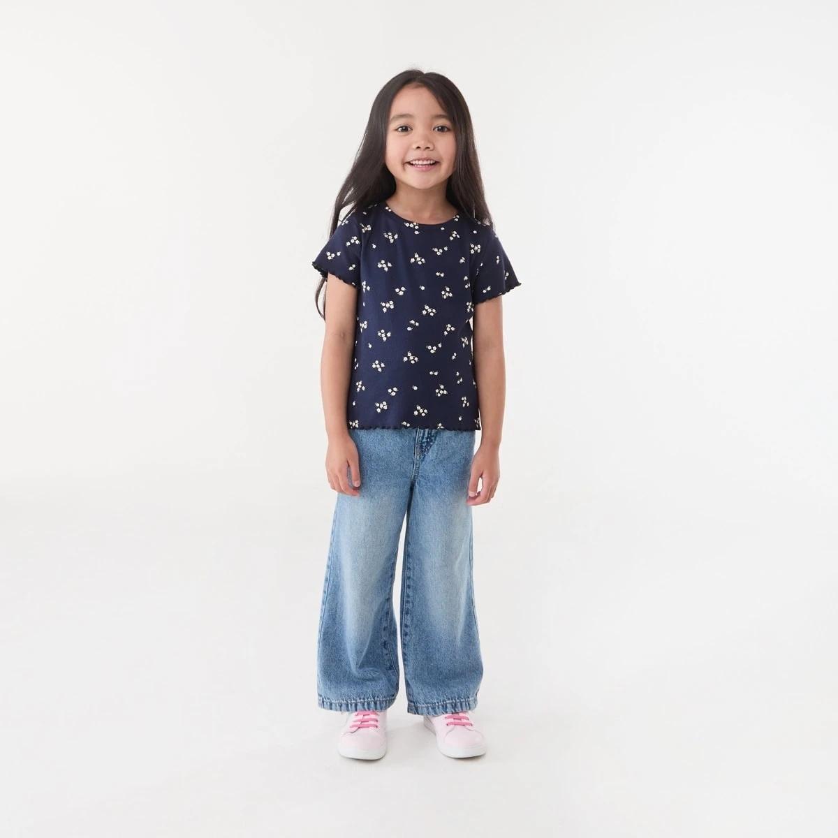 5 Short Sleeve Rib T-shirt FLORAL DITZY NAVY, 5 of 6