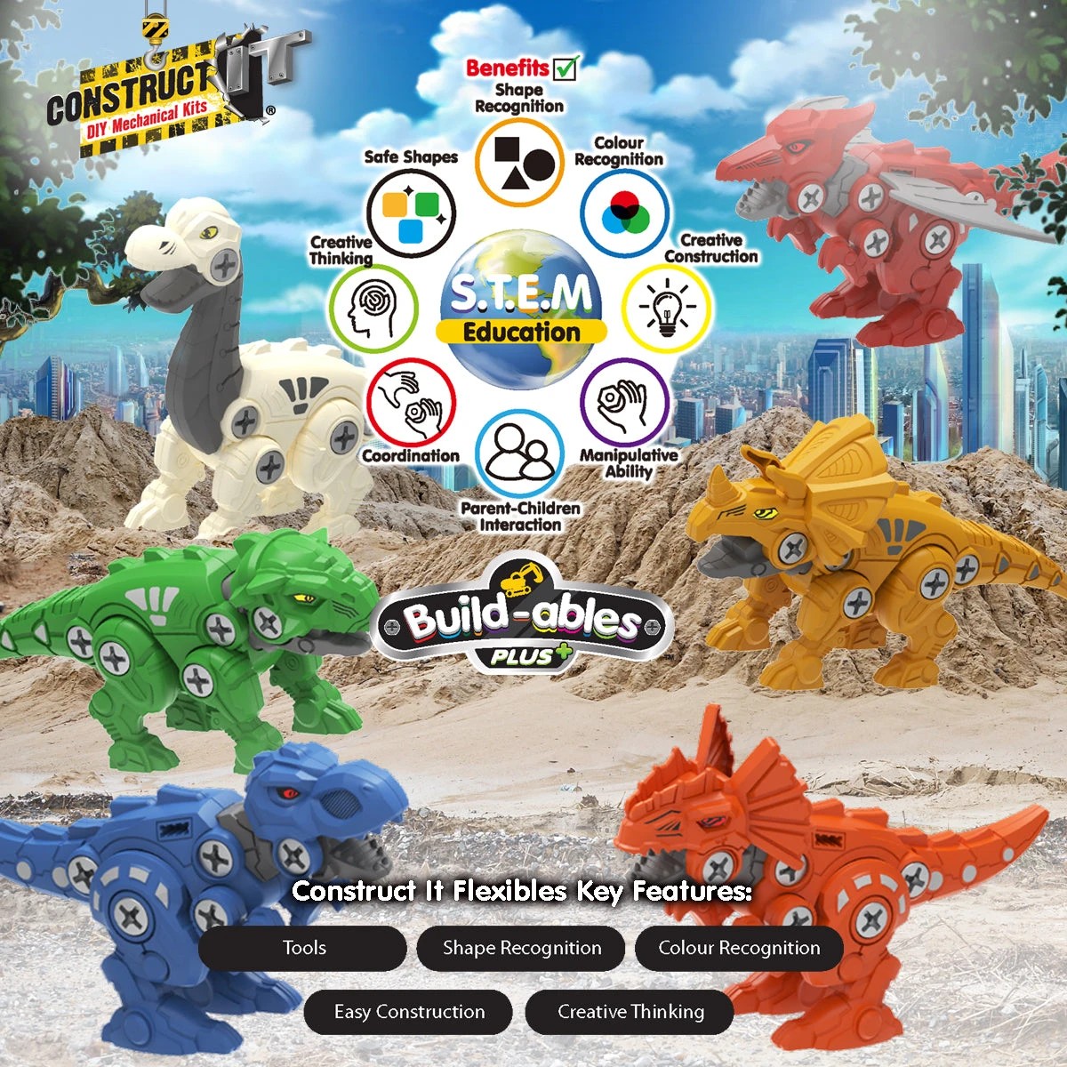 3 Construct-it Build-ables Plus 6 In 1 Mechosaurs Pack, 3 of 5