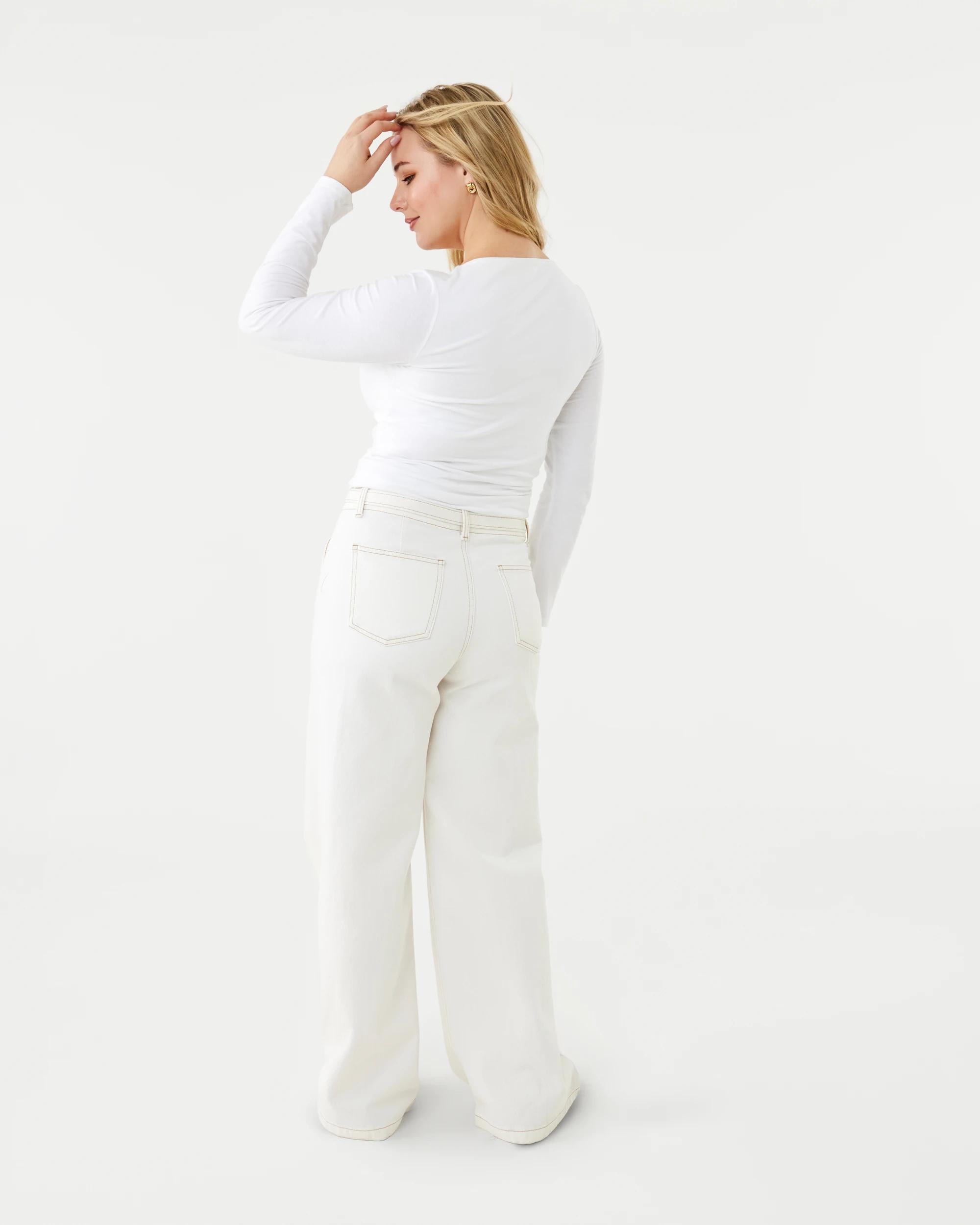 4 Long Sleeve V-Neck Top White, 4 of 7