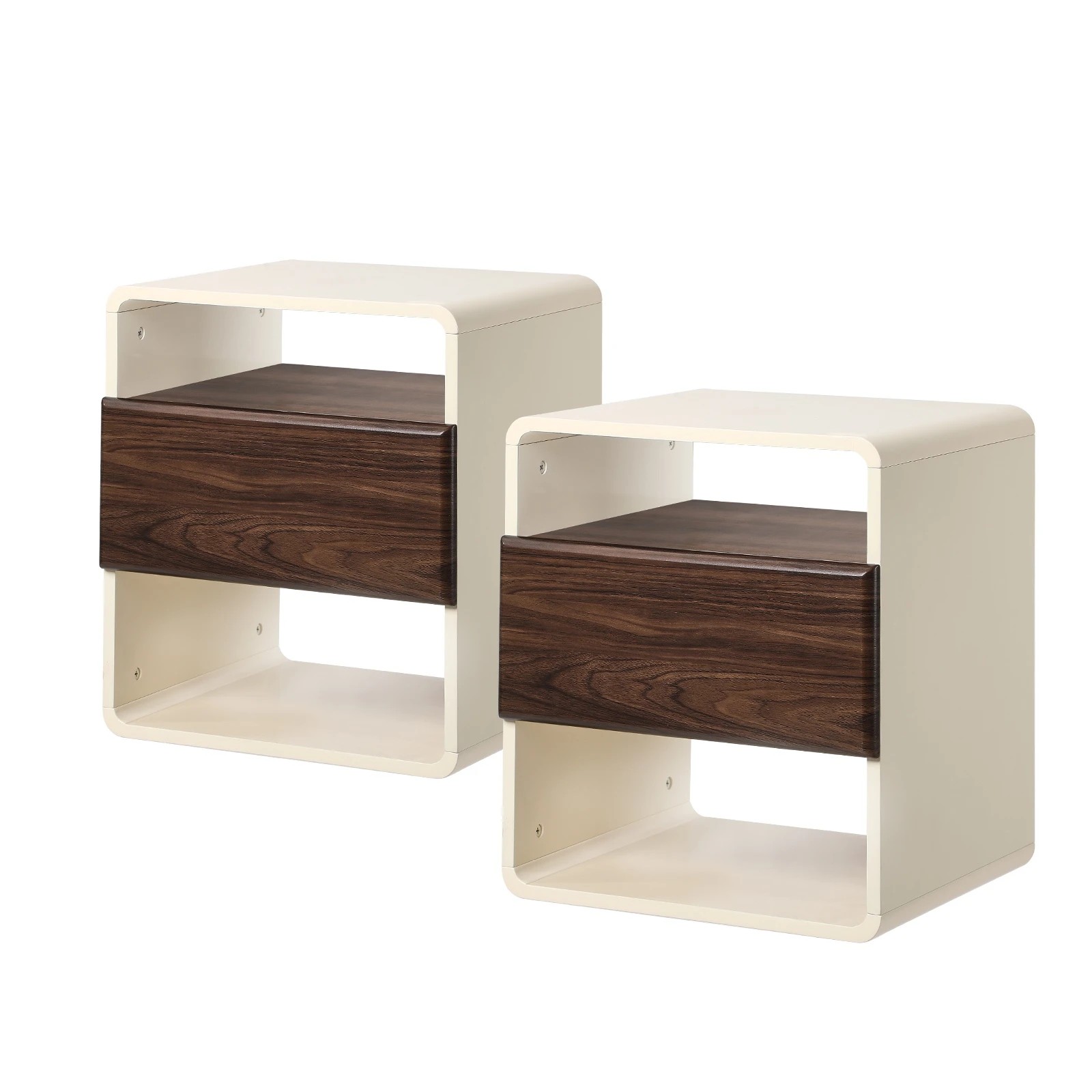 1 Oikiture 2x Bedside Tables Nightstand Side Table Drawer Storage Shelf Retro - Multi, 1 of 9