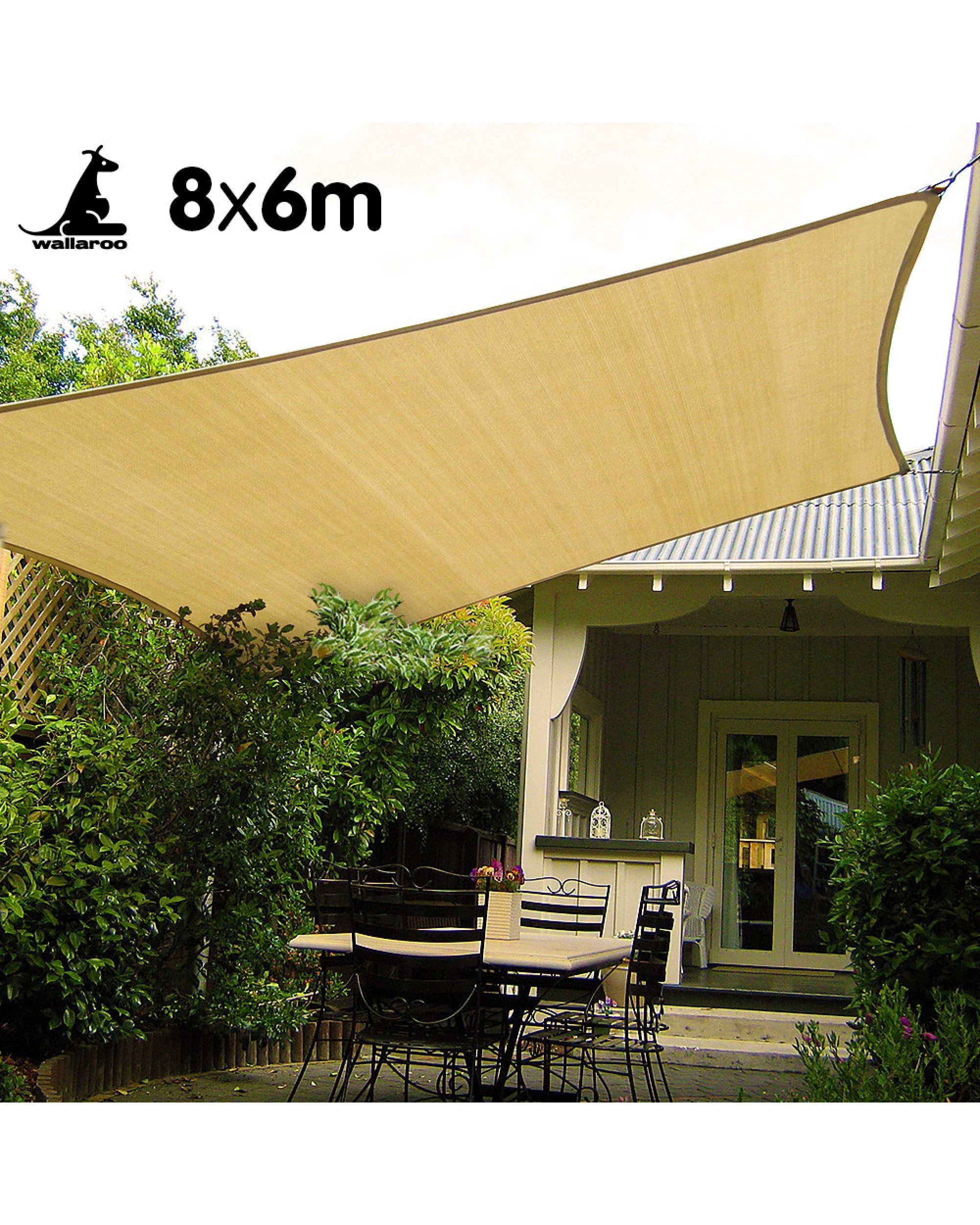 2 Wallaroo 8m x 6m Rectangular Shade Sail - Yellow, 2 of 7