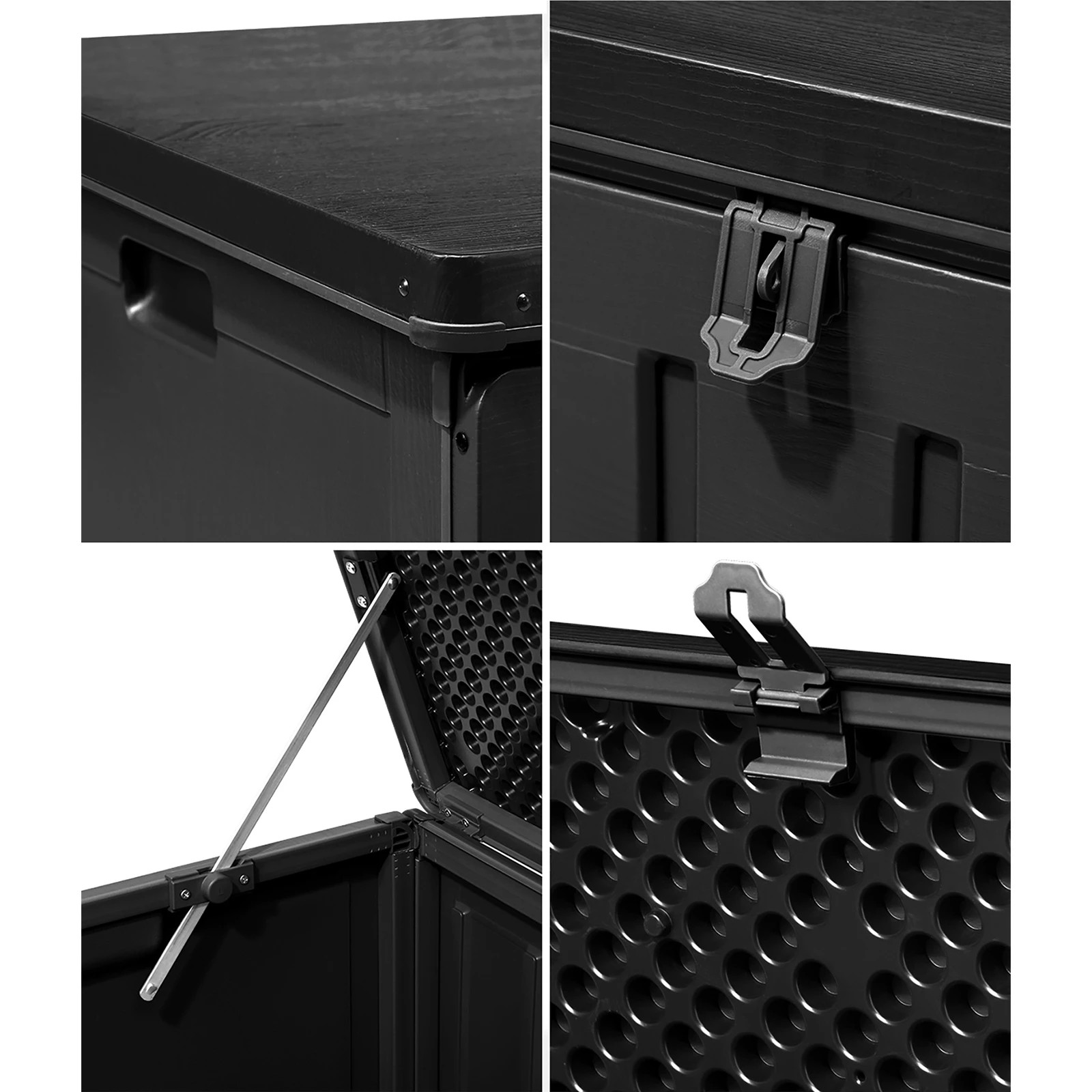 4 Livsip Outdoor Storage Box Bench 490L Cabinet Container Garden Deck Tool - Black, 4 of 8