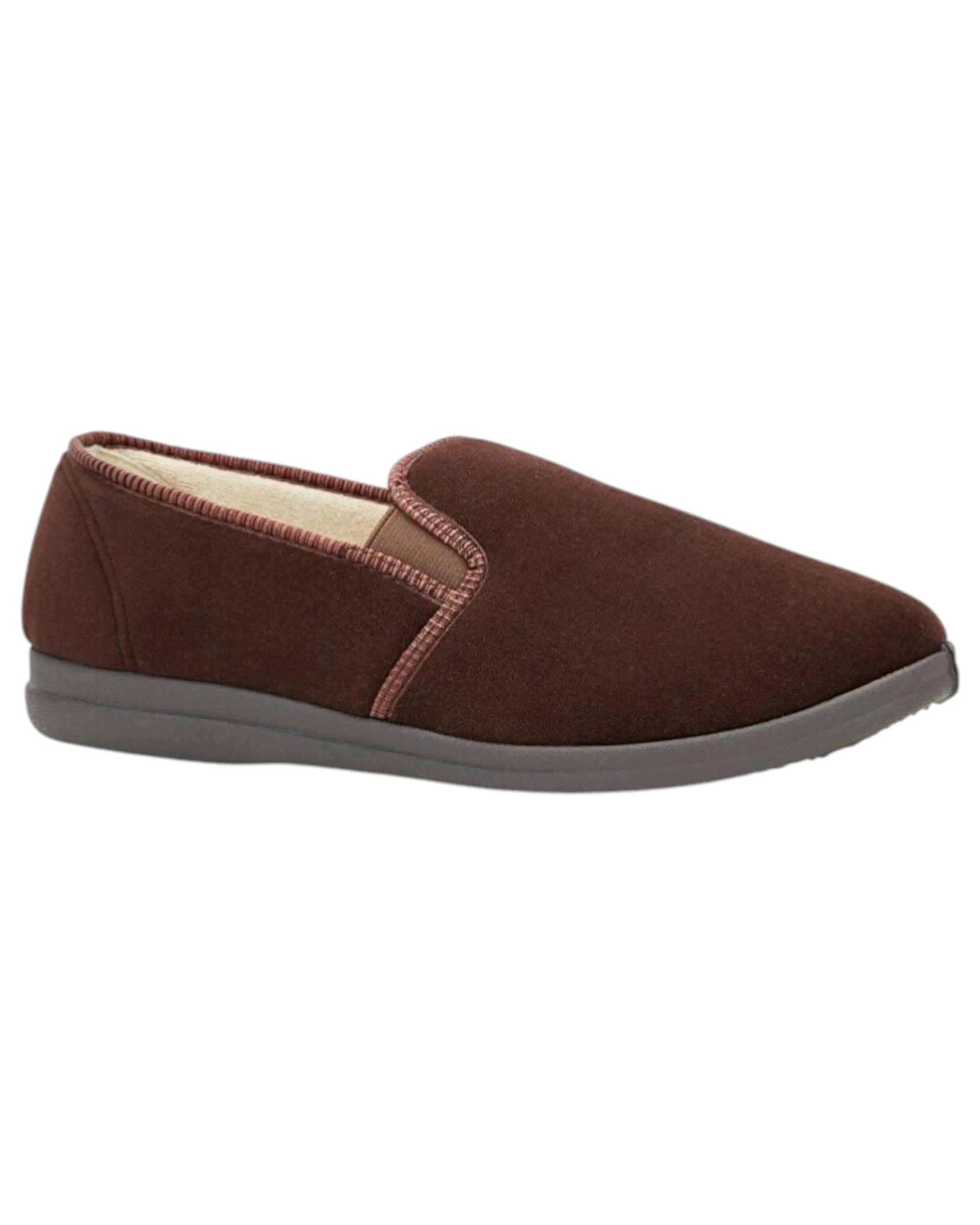 1 Grosby Percy Slippers Mens Shoes Casual Slip On Moccasins Navy CHOCOLATE, 1 of 4