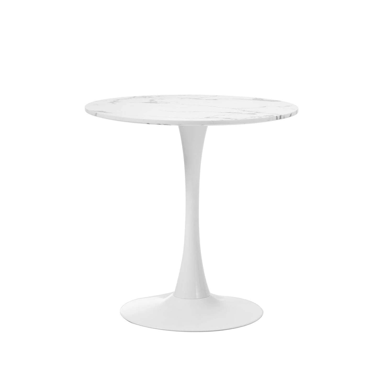 5 Oikiture 60cm Dining Table Kitchen Marble Tulip Round Metal Leg
 - White, 5 of 9