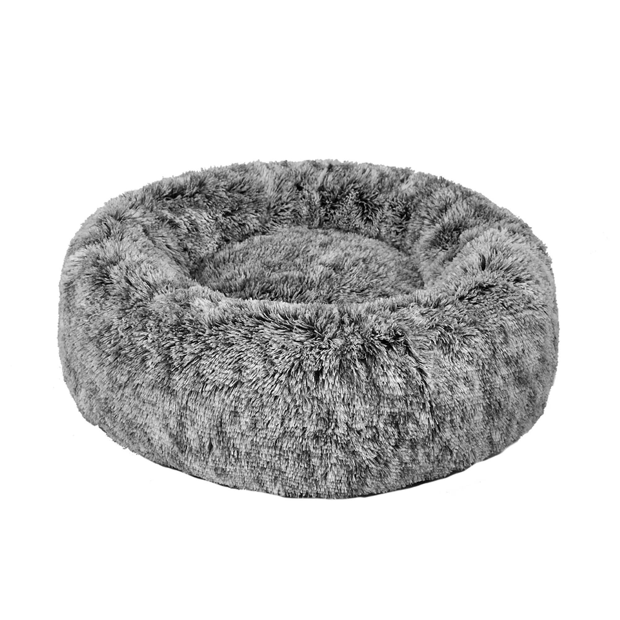 1 Pawz Pet Bed Cat Dog Donut Nest Calming Mat Soft Plush Kennel Charcoal Size XL, 1 of 7