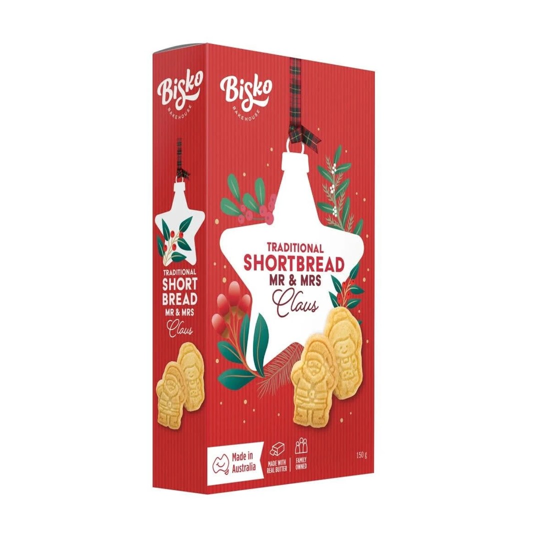 1 Bisko Bakehouse Traditional Shortbread Mr. and Mrs. Claus 150g, 1 of 3