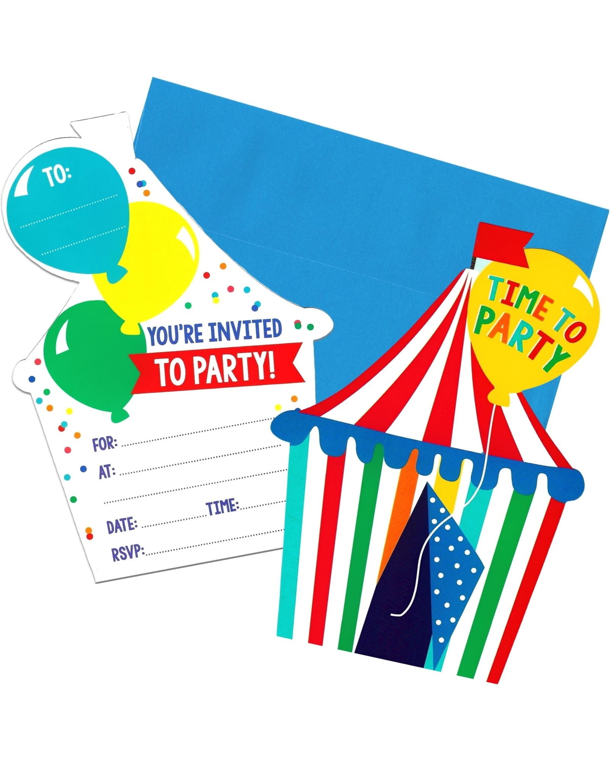 1 Artwrap Circus Tent Invitations Pack of 8 - Blue, 1 of 1