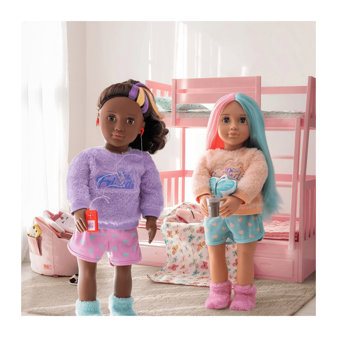 6 Our Generation Dreams for Two 18-inch Doll Butterfly-Themed Bunk Bed Furniture Set - Pink, 6 of 8