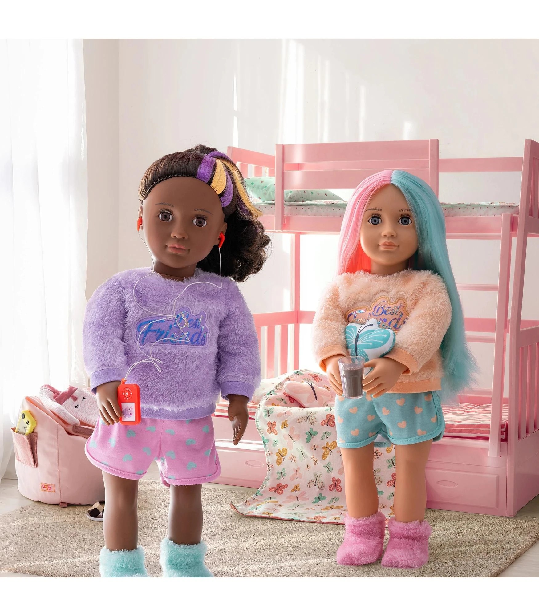 6 Our Generation Dreams for Two 18-inch Doll Butterfly-Themed Bunk Bed Furniture Set - Pink, 6 of 8