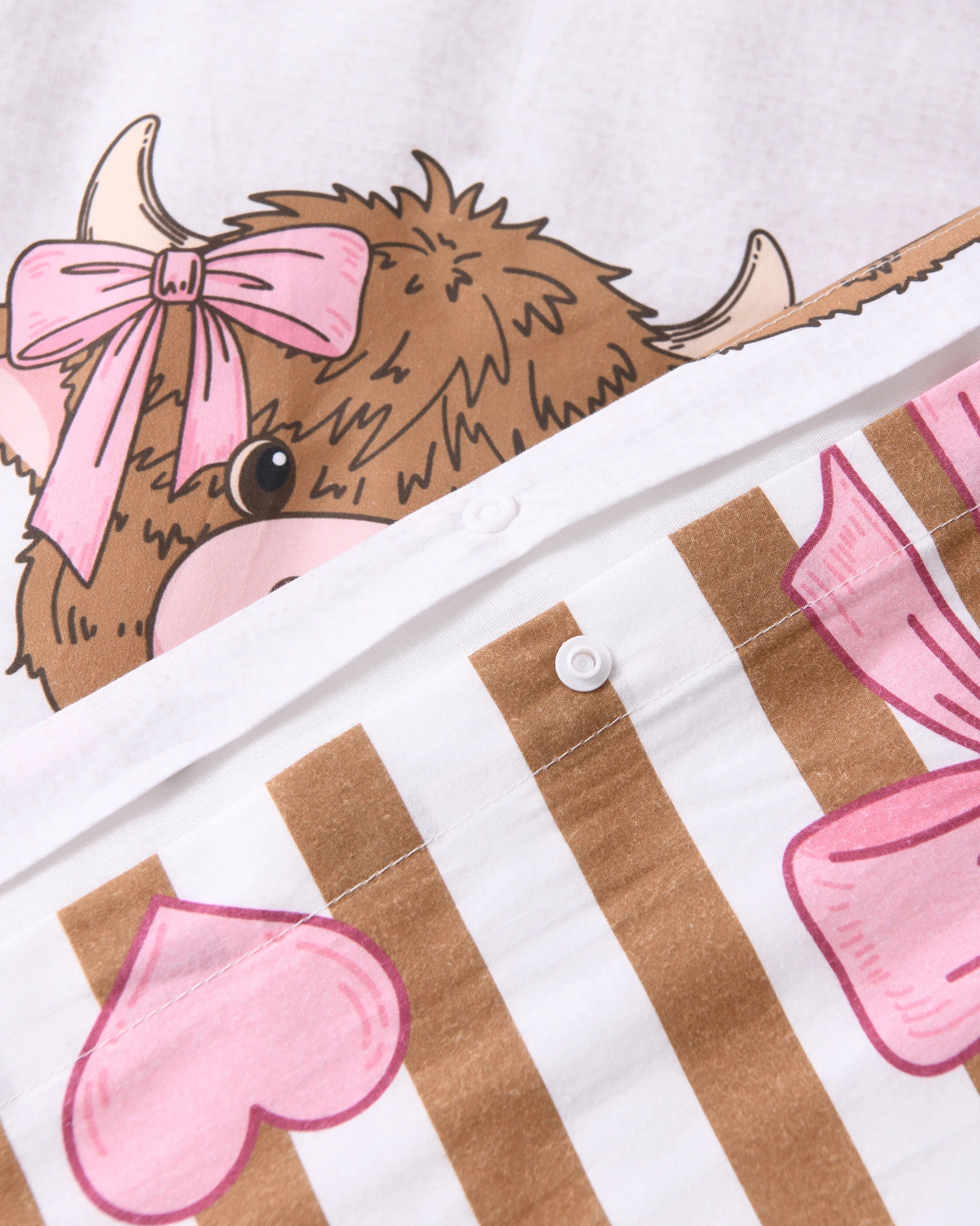 6 Jack & Ava Holly the Highland Cow Kids Cotton Percale Reversible Quilt Cover Set - Double Bed - Pink, 6 of 10
