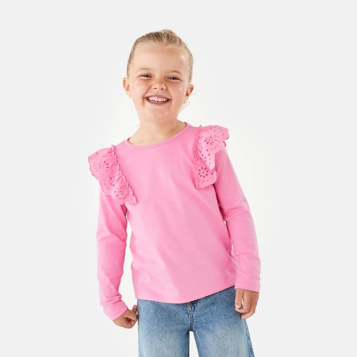1 Broderie Trim Top Aurora Pnk, 1 of 8