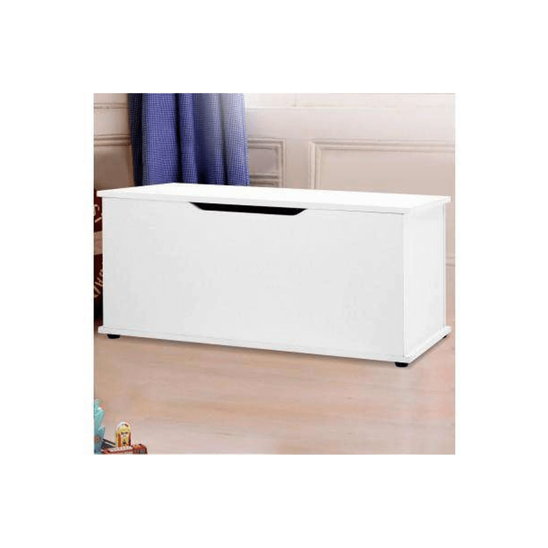 7 Artiss Keezi Kids Toy Storage Chest — White, 92 x 40 x 40 cm, Safety Hinges &amp; Floor Protectors - White, 7 of 7