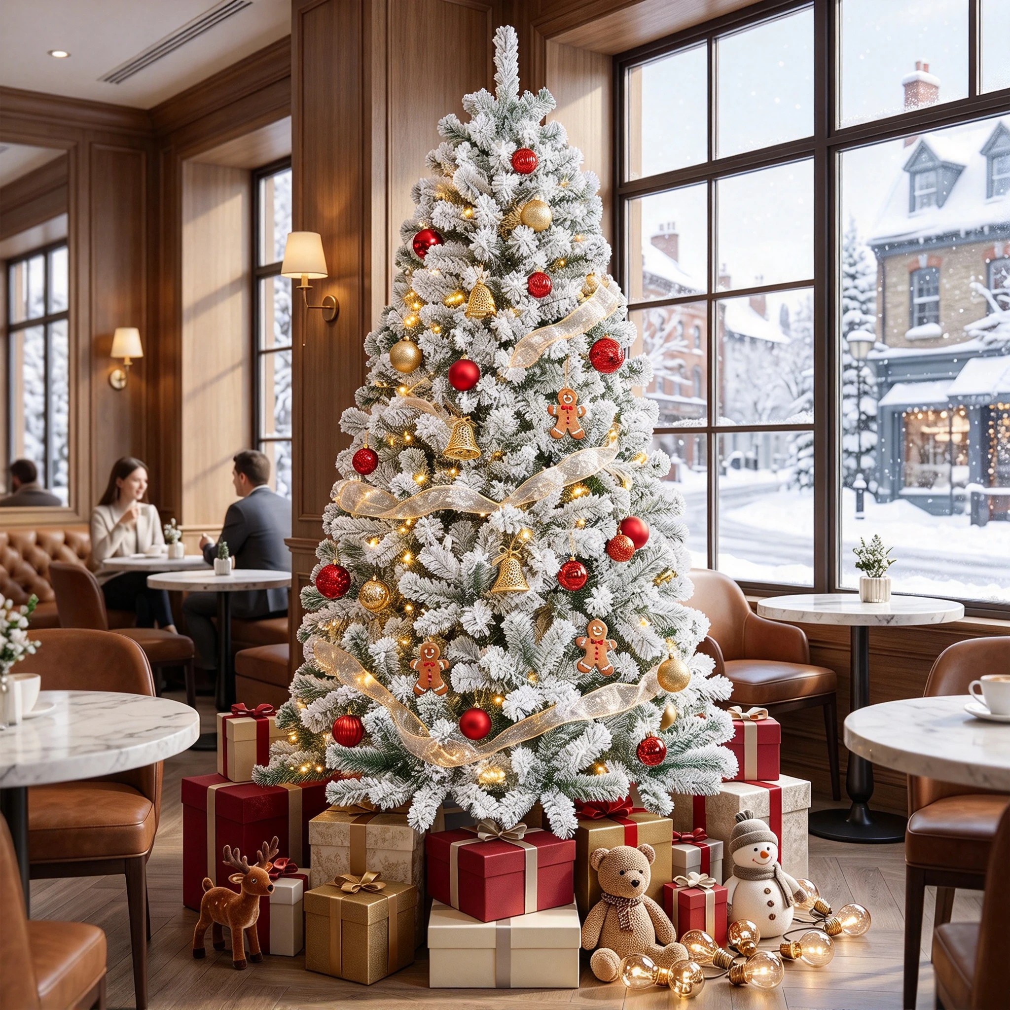3 Costway 180cm Snow Flocked Christmas Tree w/860 Tips Unlit Artificial Hinged Full Tree, 3 of 8