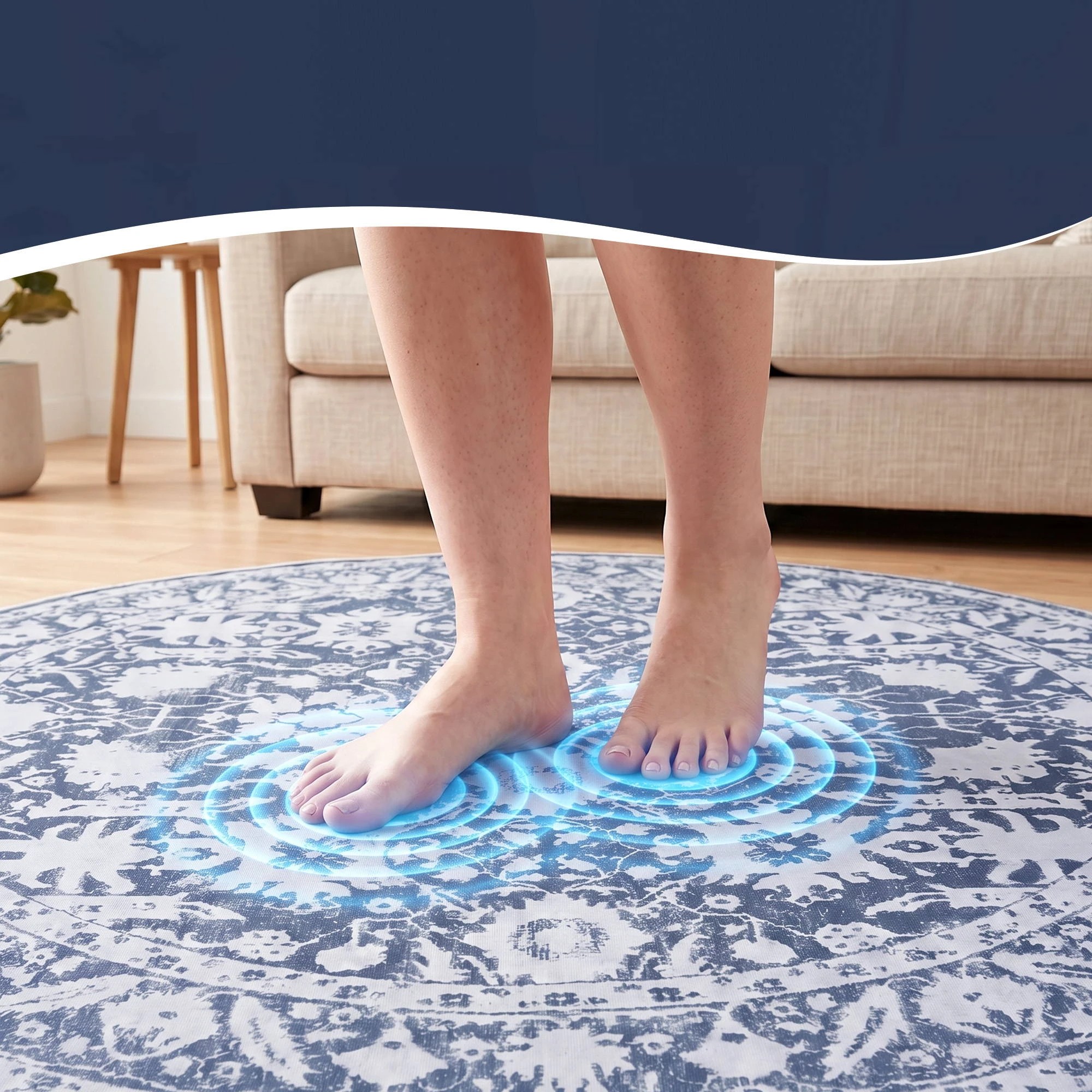 8 Artiss 120 cm Living Room Round Area Rug Non-Slip Washable Water-repellent - Grey, 8 of 9