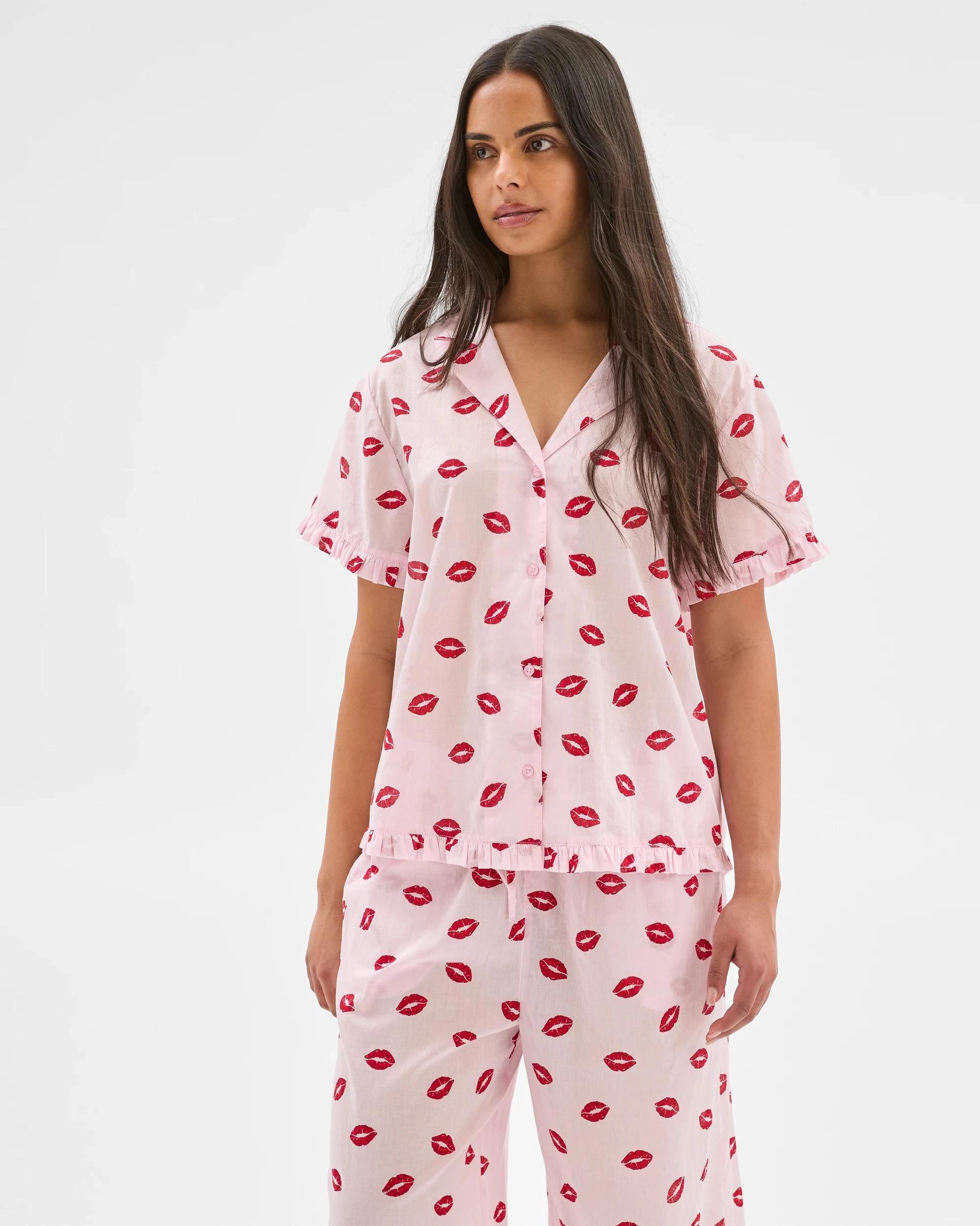 1 Target Woman Australian Cotton Voile Shirt and Pants Pyjama Set SET LIPS, 1 of 4