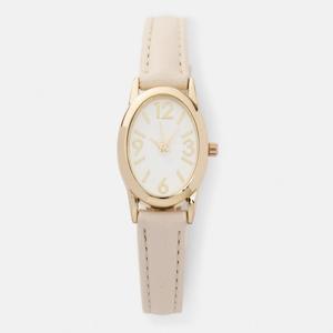 Womens Oval PU Watch - Beige