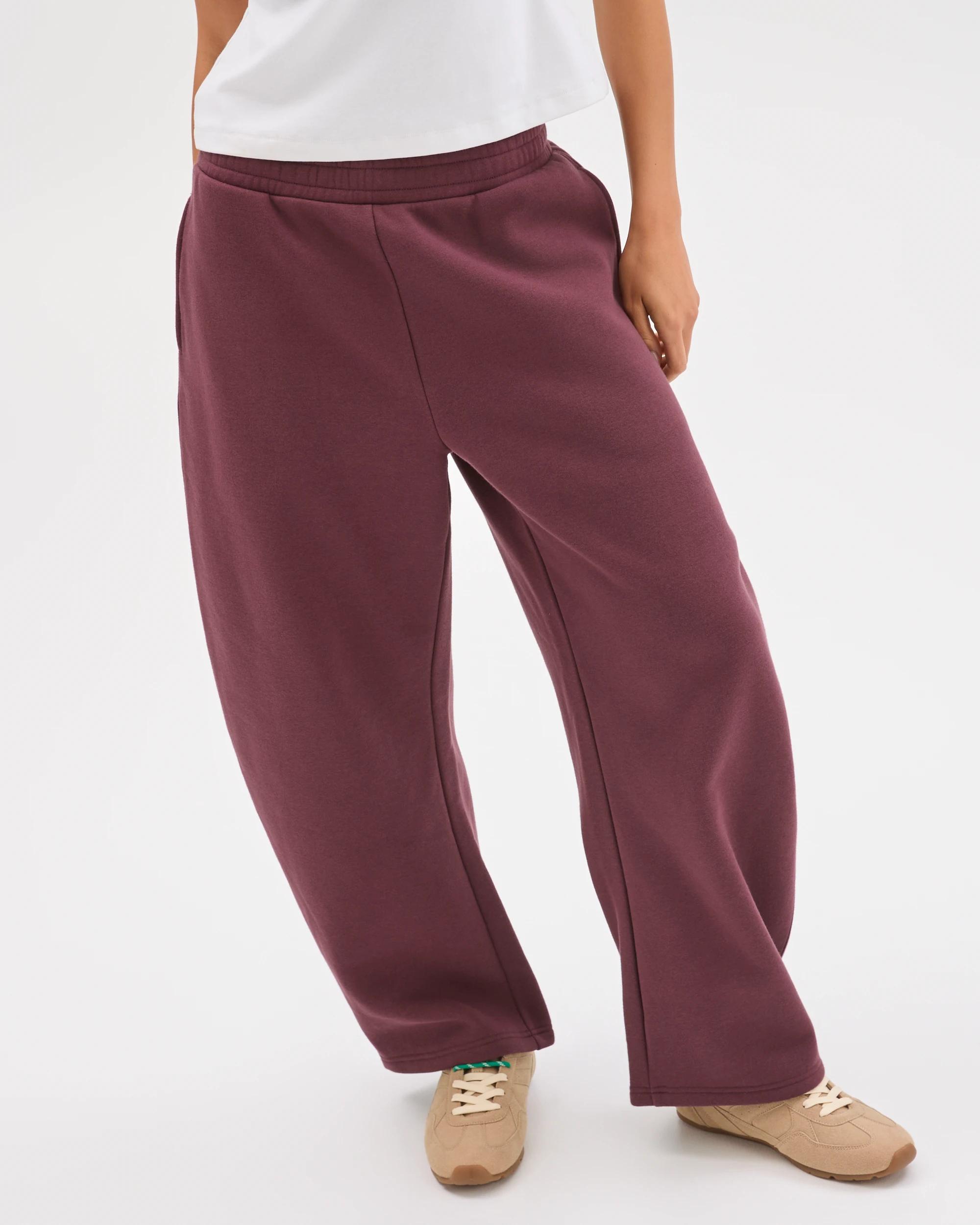 2 Lily Loves Australian Cotton Blend Bow Leg Trackpants BURGUNDY ROUGE, 2 of 7