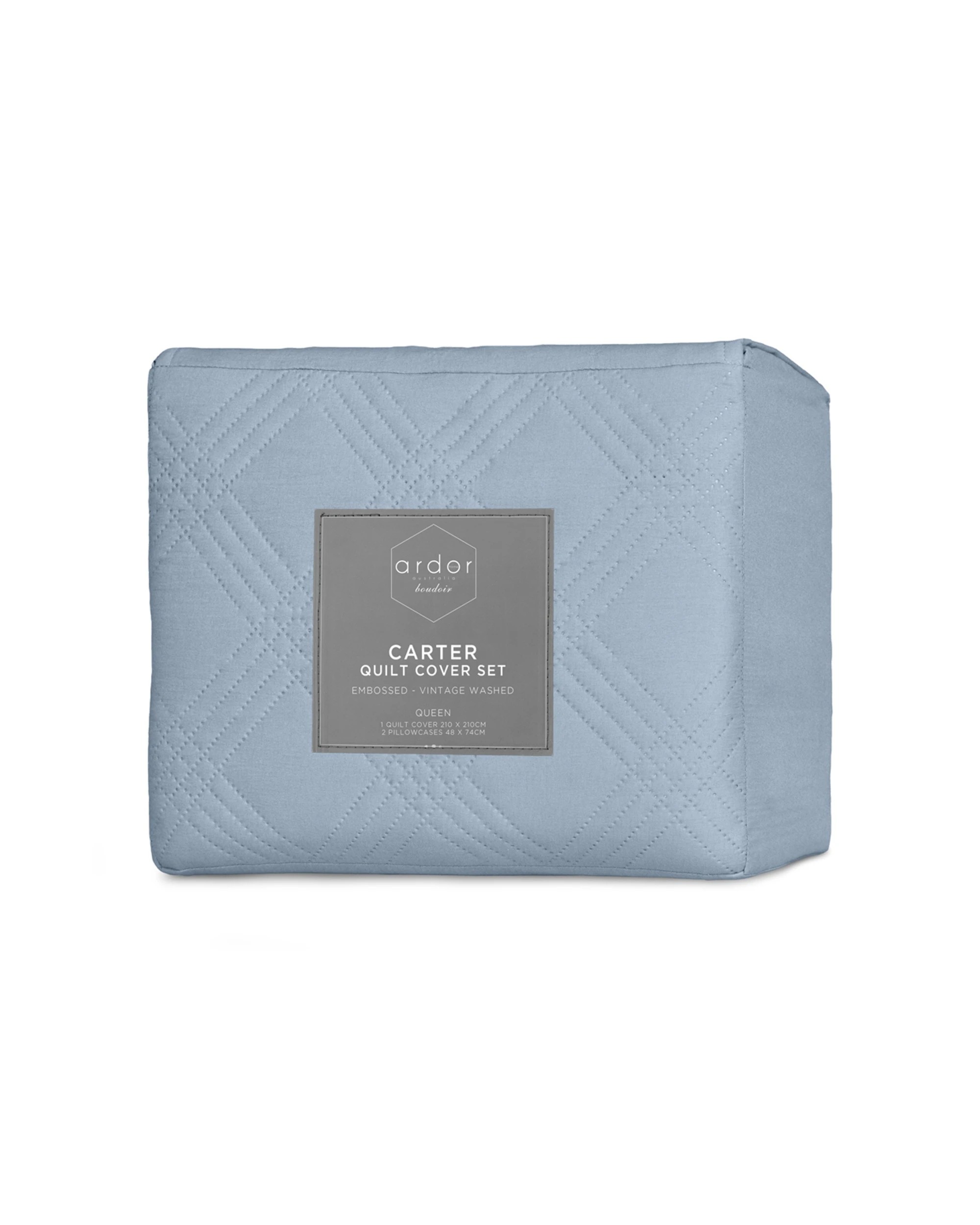 3 Ardor Boudoir Queen Carter 90GSM Quilt Cover Set Mineral - Blue, 3 of 3
