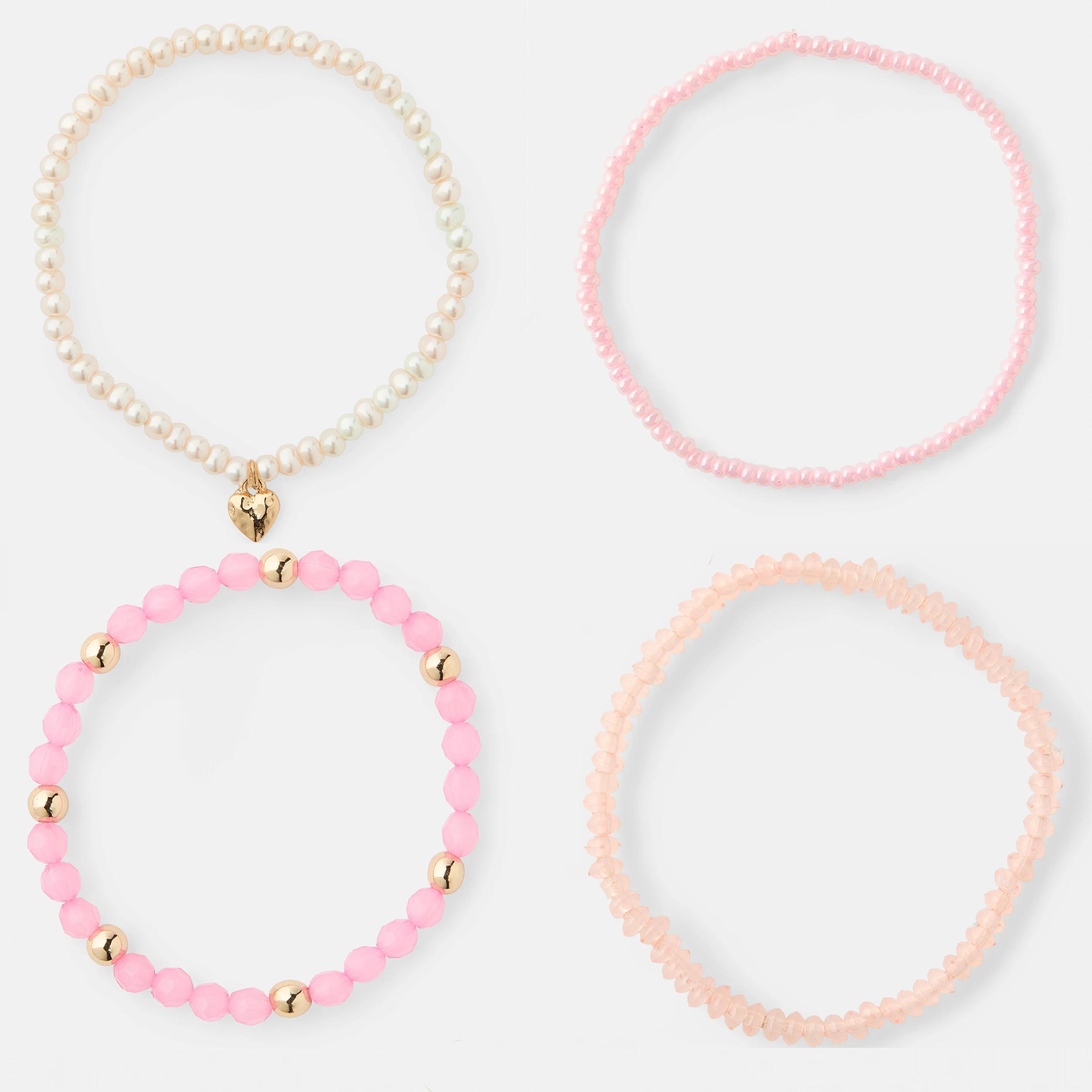 1 4 Pack Heart Bracelets Pink, 1 of 6