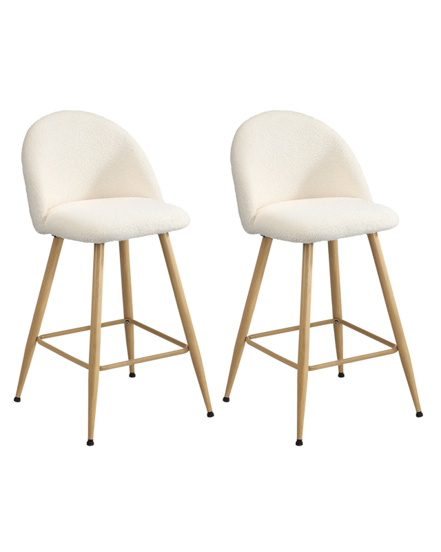 Oikiture 2x Bar Stools Kitchen Dining Chairs Counter Stool Boucle Padded Stools
 - B