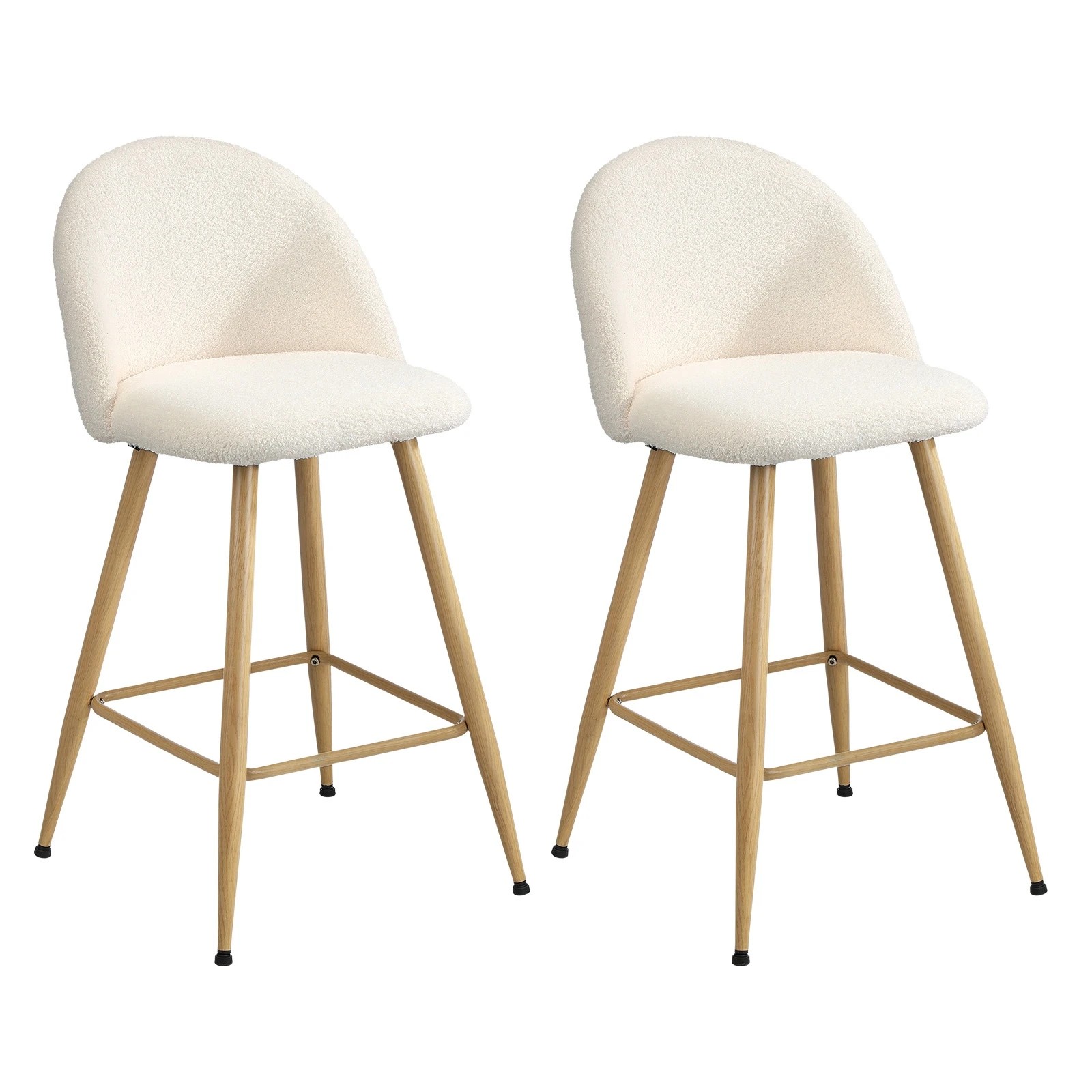 1 Oikiture 2x Bar Stools Kitchen Dining Chairs Counter Stool Boucle Padded Stools
 - Beige, 1 of 10