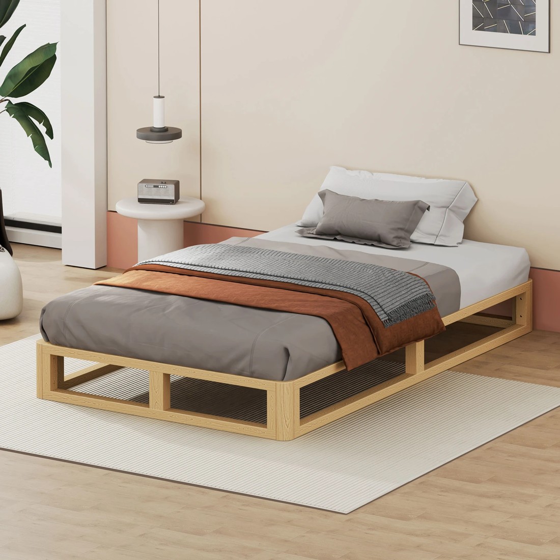 7 Alfordson Bed Frame Wooden Timber Single Size Mattress Base Platform Jacob - Natural, 7 of 10