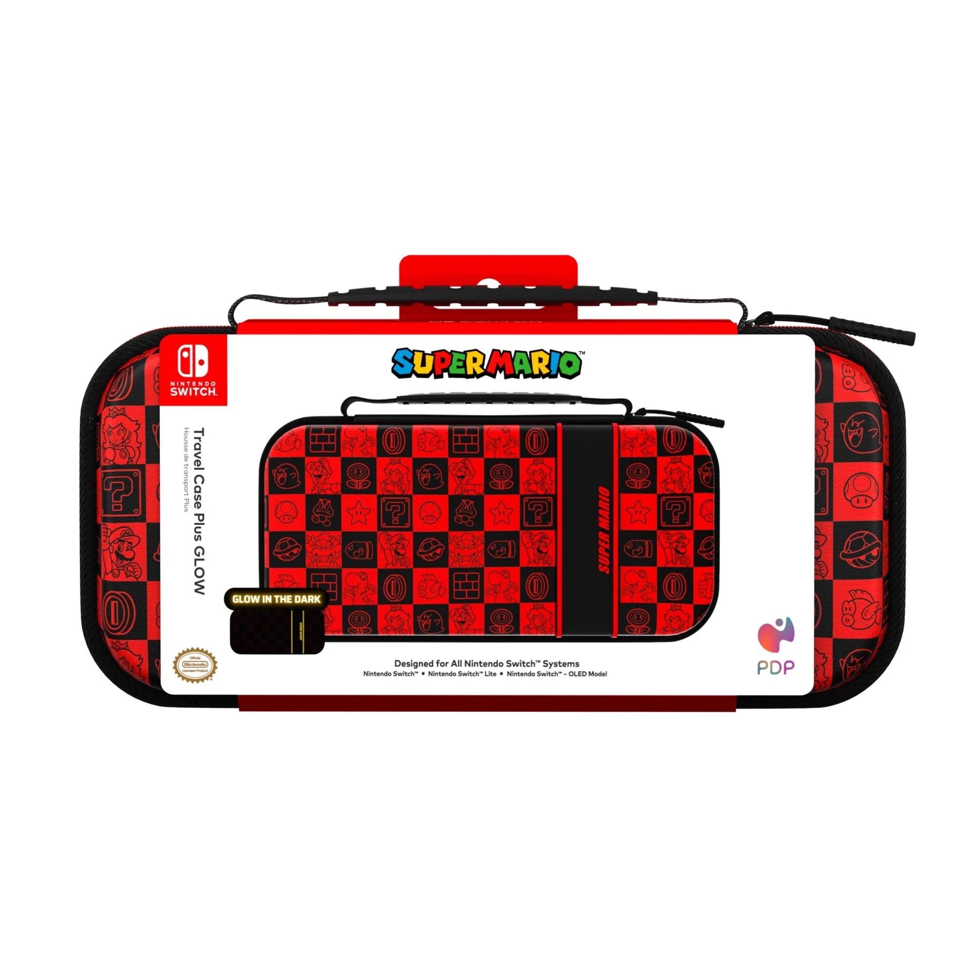 1 PDP Nintendo Switch Super Mario Travel Case Plus Glow Super Icon - Red, 1 of 3