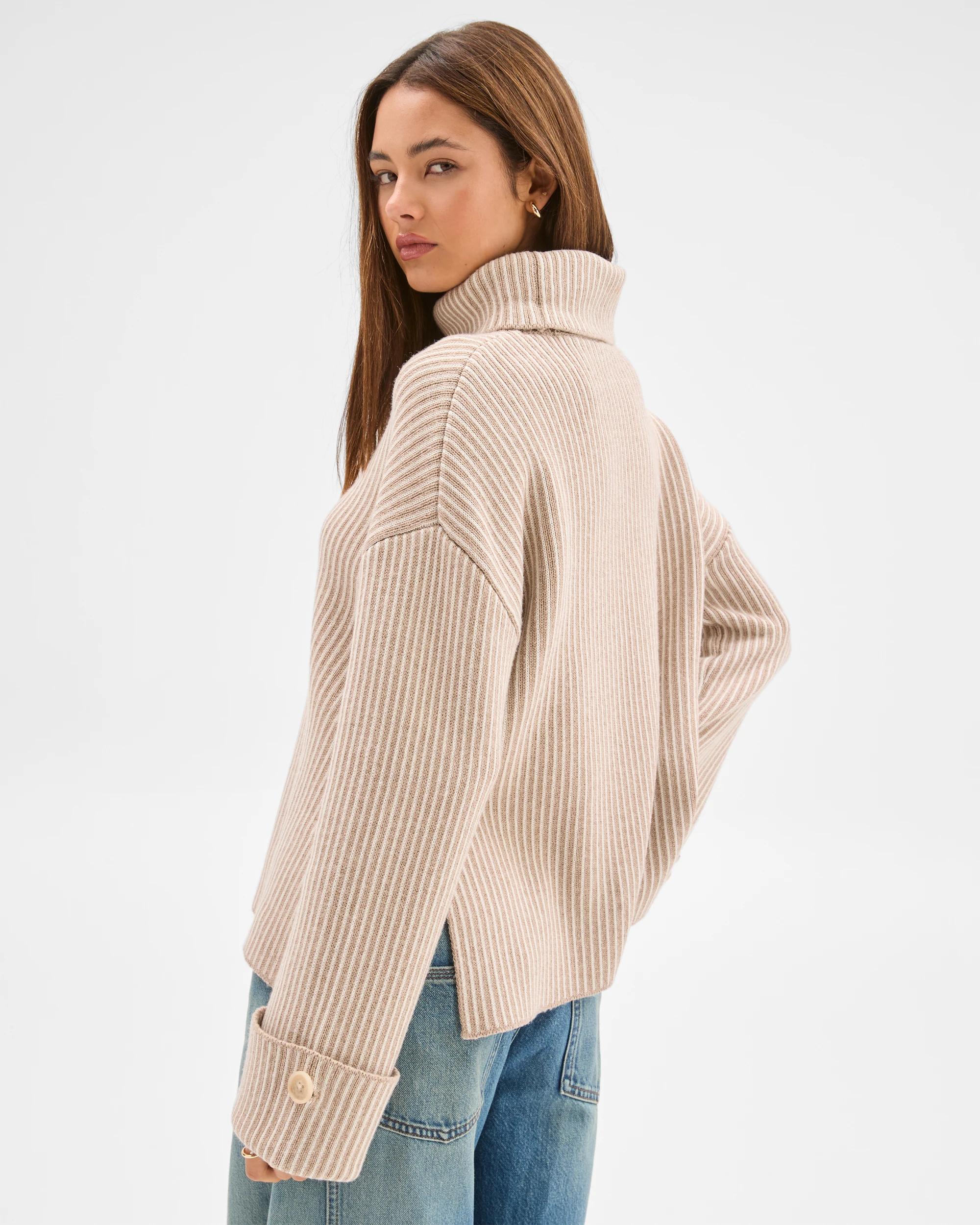 5 Lily Loves High Neck Rib Jumper LIGHT CREAM, 5 of 5