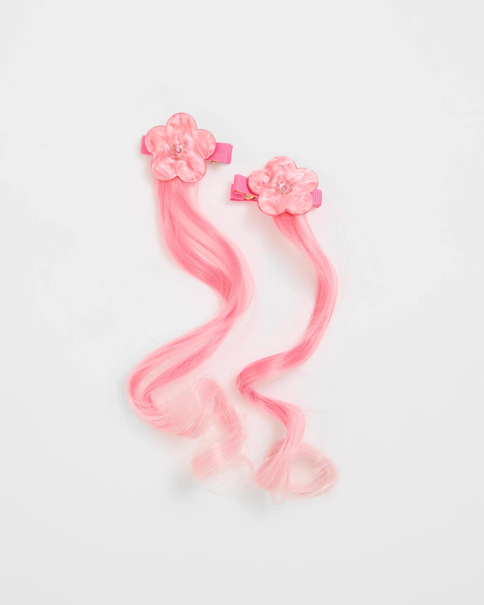 1 Target Kids Kids 2 Pack Flower Faux Hair Clips PINK, 1 of 2
