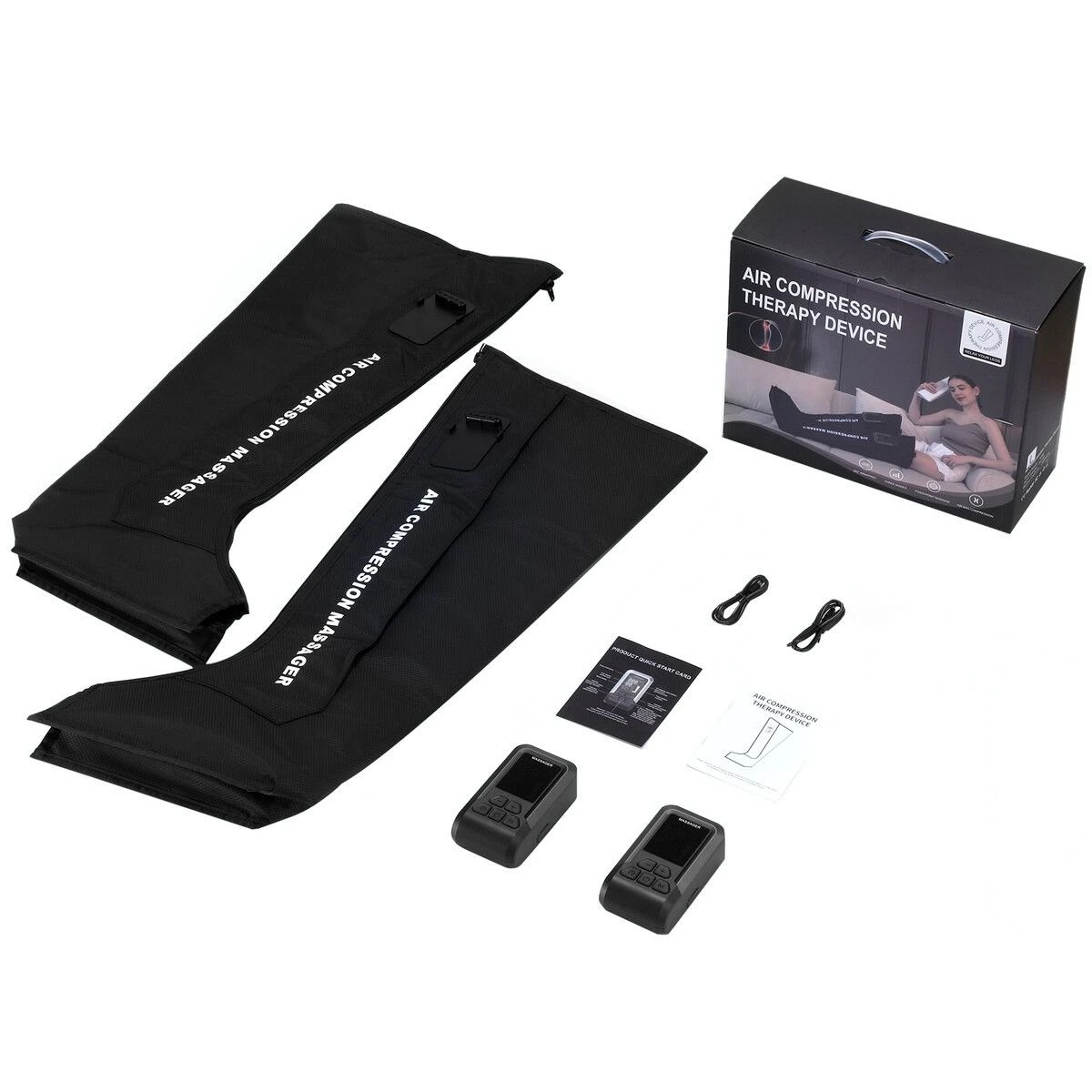 2 AUSWAY Air Compression Foot & Leg Massager Rechargeable 360 degree Wrap 3D Airbag 4 Modes Calf Thigh Massage, 2 of 2