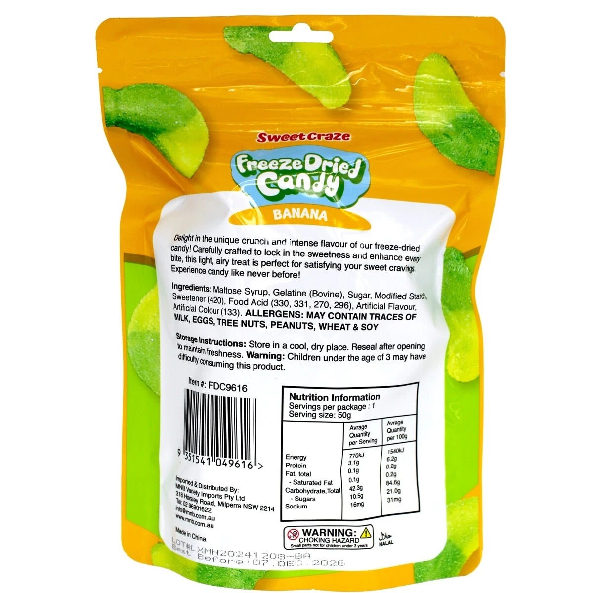 2 Sweet Craze Freeze Dried Candy 50g - Banana, 2 of 2