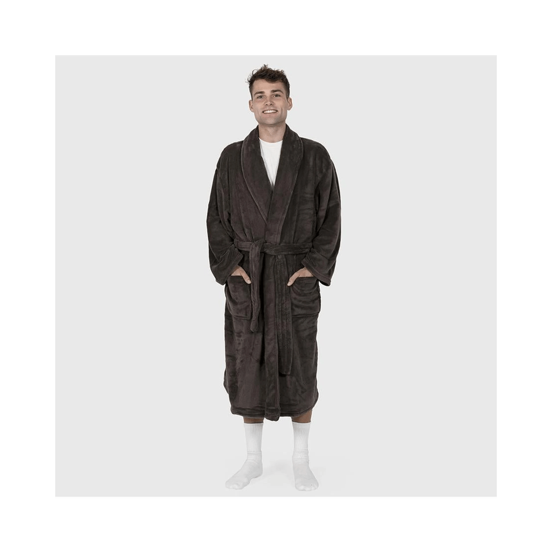 4 Bambury Microplush Coral Fleece Bath Robe — 100% Polyester, 11 Colours - Black, 4 of 7
